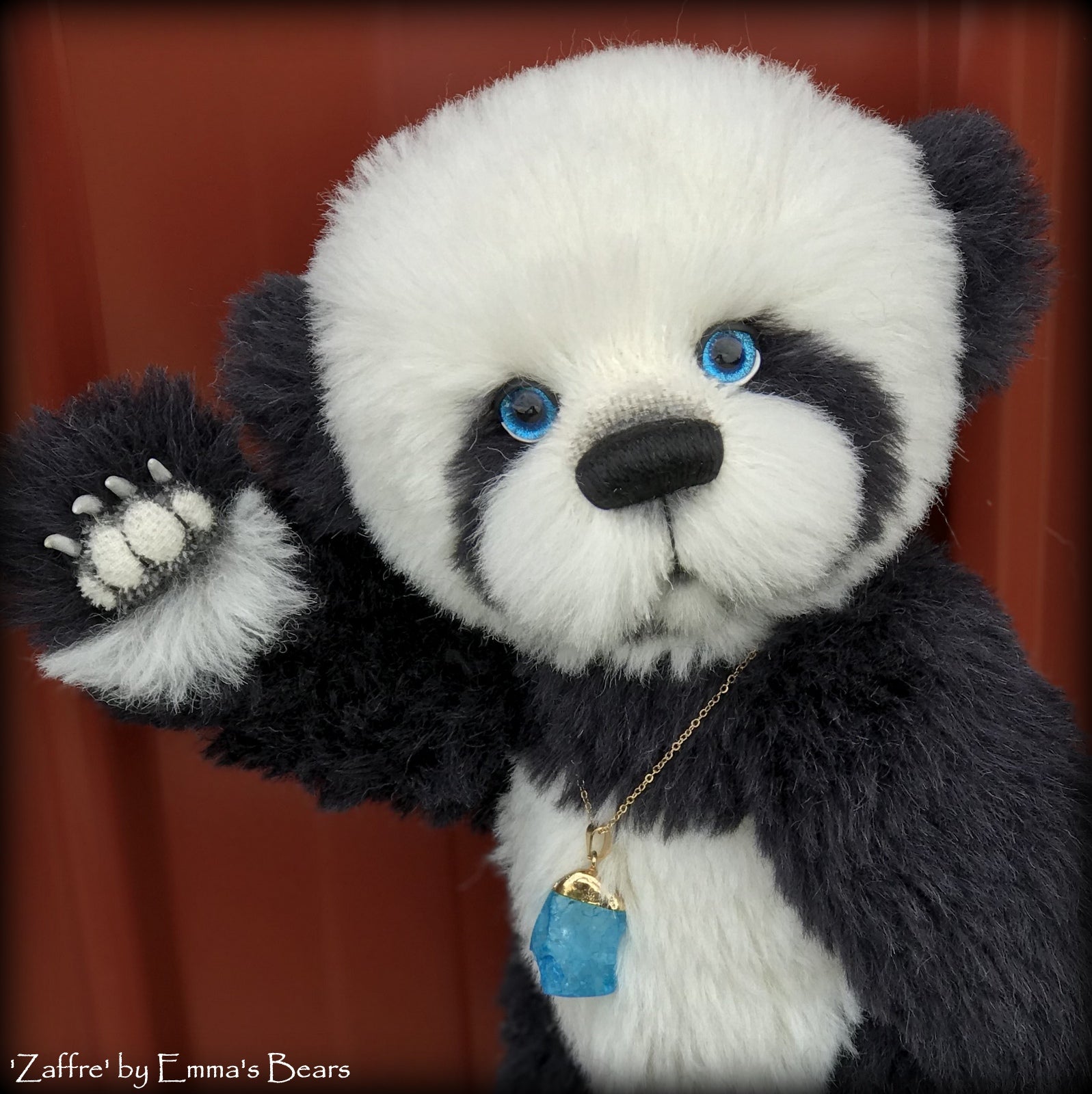 Zaffre - 14" alpaca Artist Panda Bear by Emma's Bears - OOAK