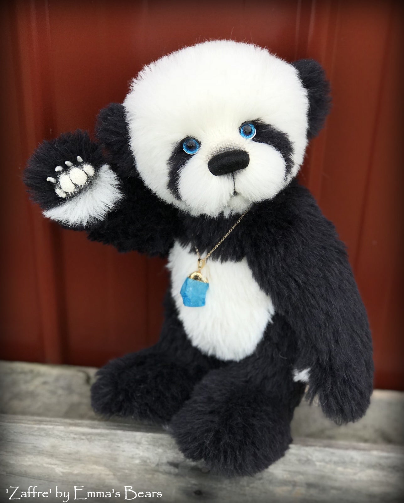 Zaffre - 14" alpaca Artist Panda Bear by Emma's Bears - OOAK