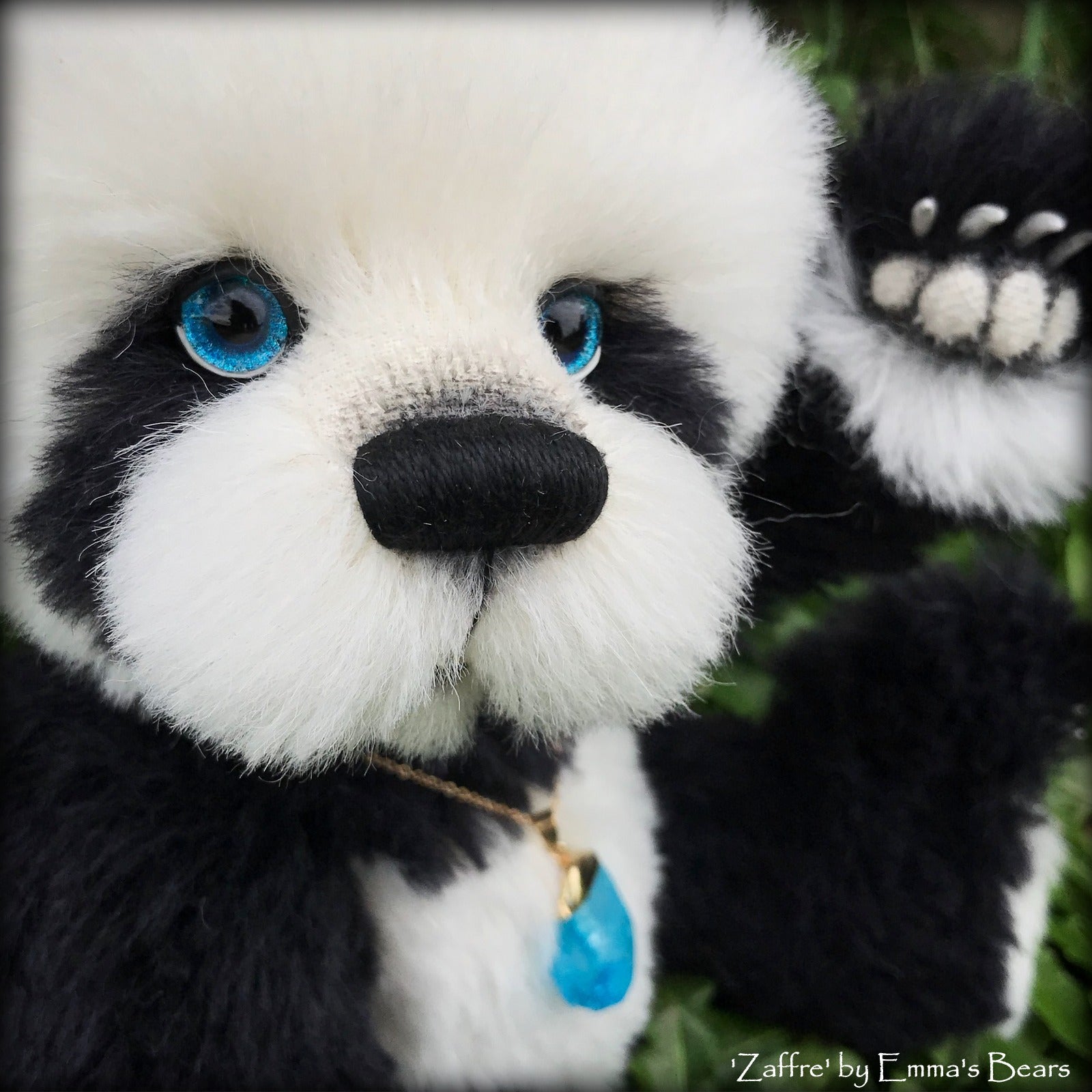 Zaffre - 14" alpaca Artist Panda Bear by Emma's Bears - OOAK