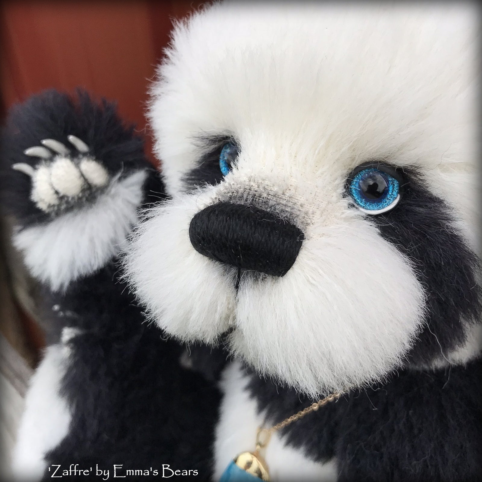 Zaffre - 14" alpaca Artist Panda Bear by Emma's Bears - OOAK