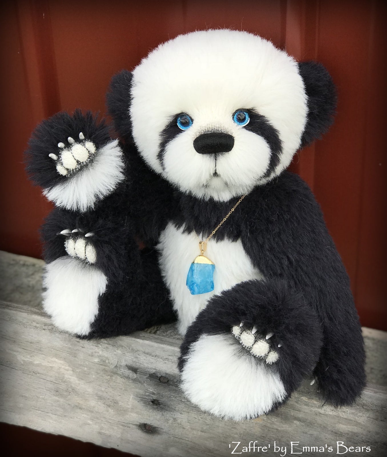 Zaffre - 14" alpaca Artist Panda Bear by Emma's Bears - OOAK