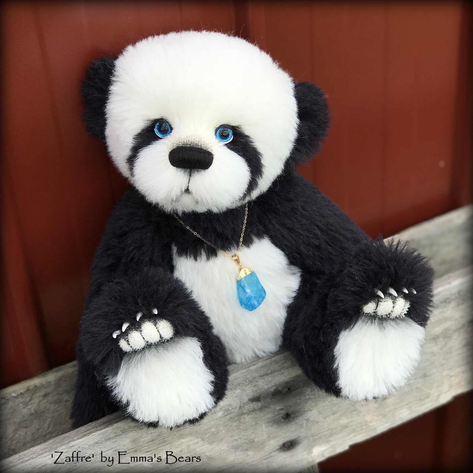 Zaffre - 14" alpaca Artist Panda Bear by Emma's Bears - OOAK