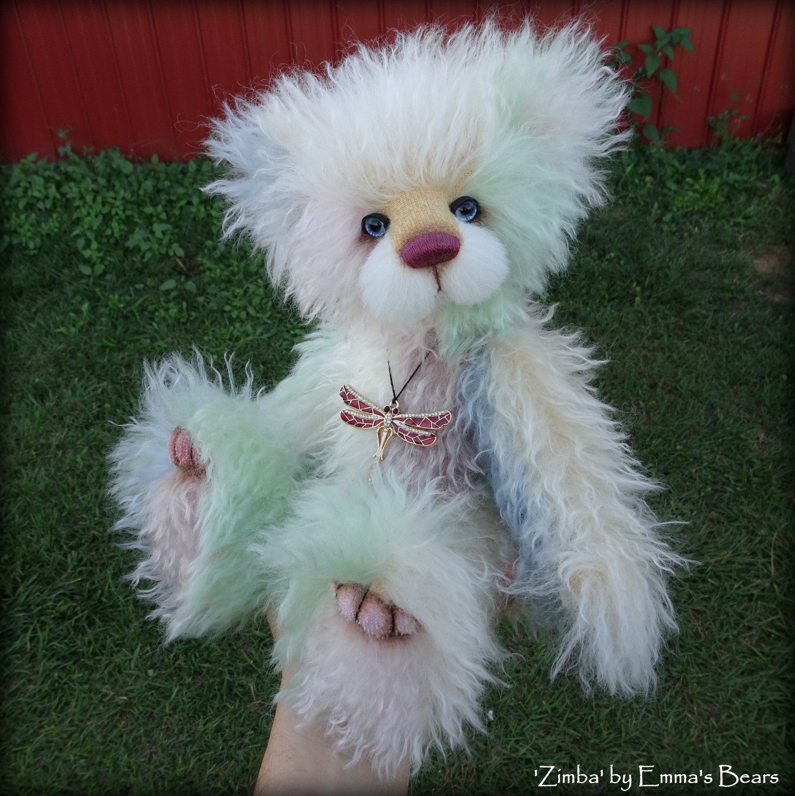 Zimba - 13" patchwork mohair panda bear by Emmas Bears - OOAK