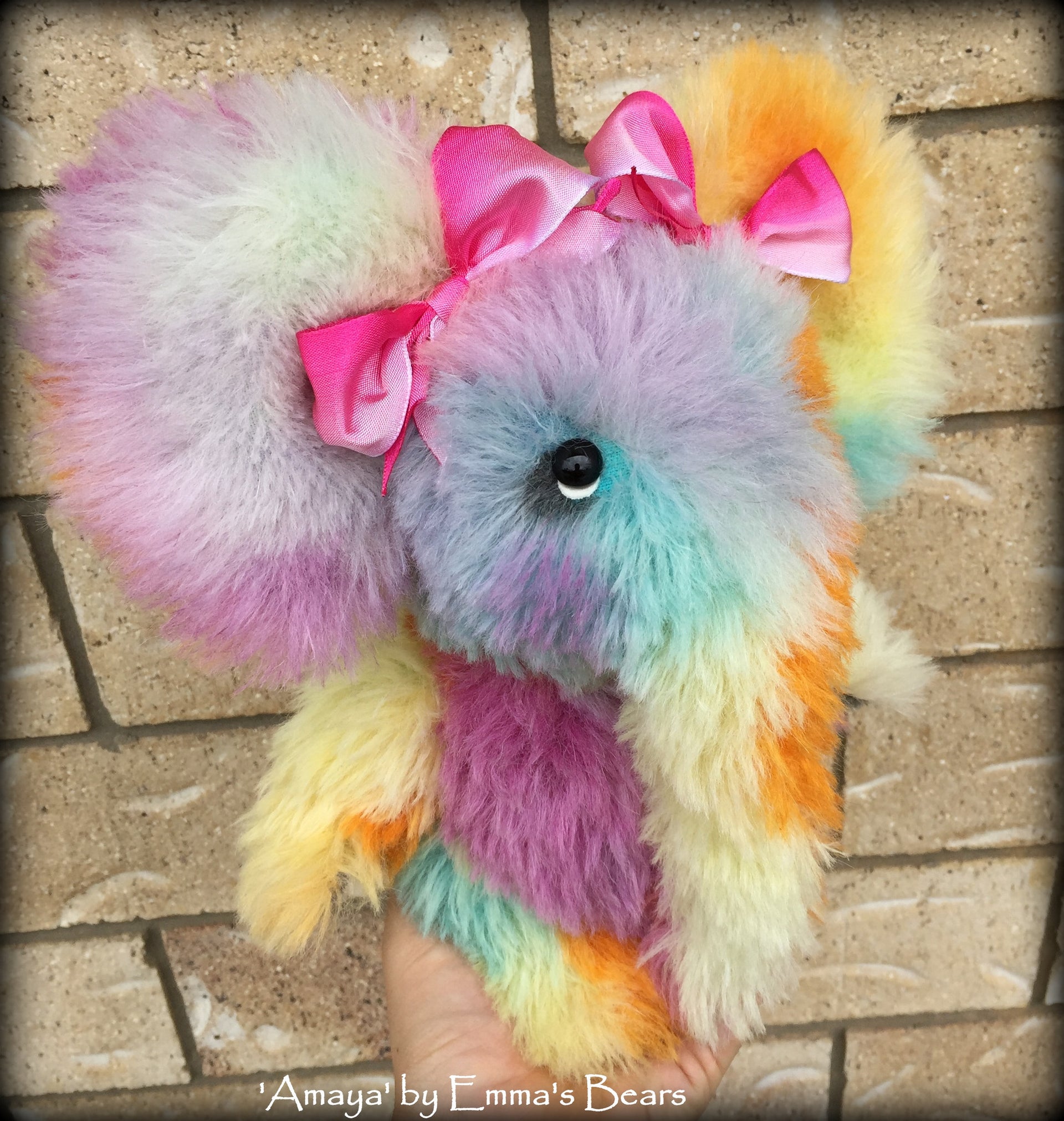 Amaya Elephant - 10" rainbow alpaca artist creation by Emmas Bears - OOAK