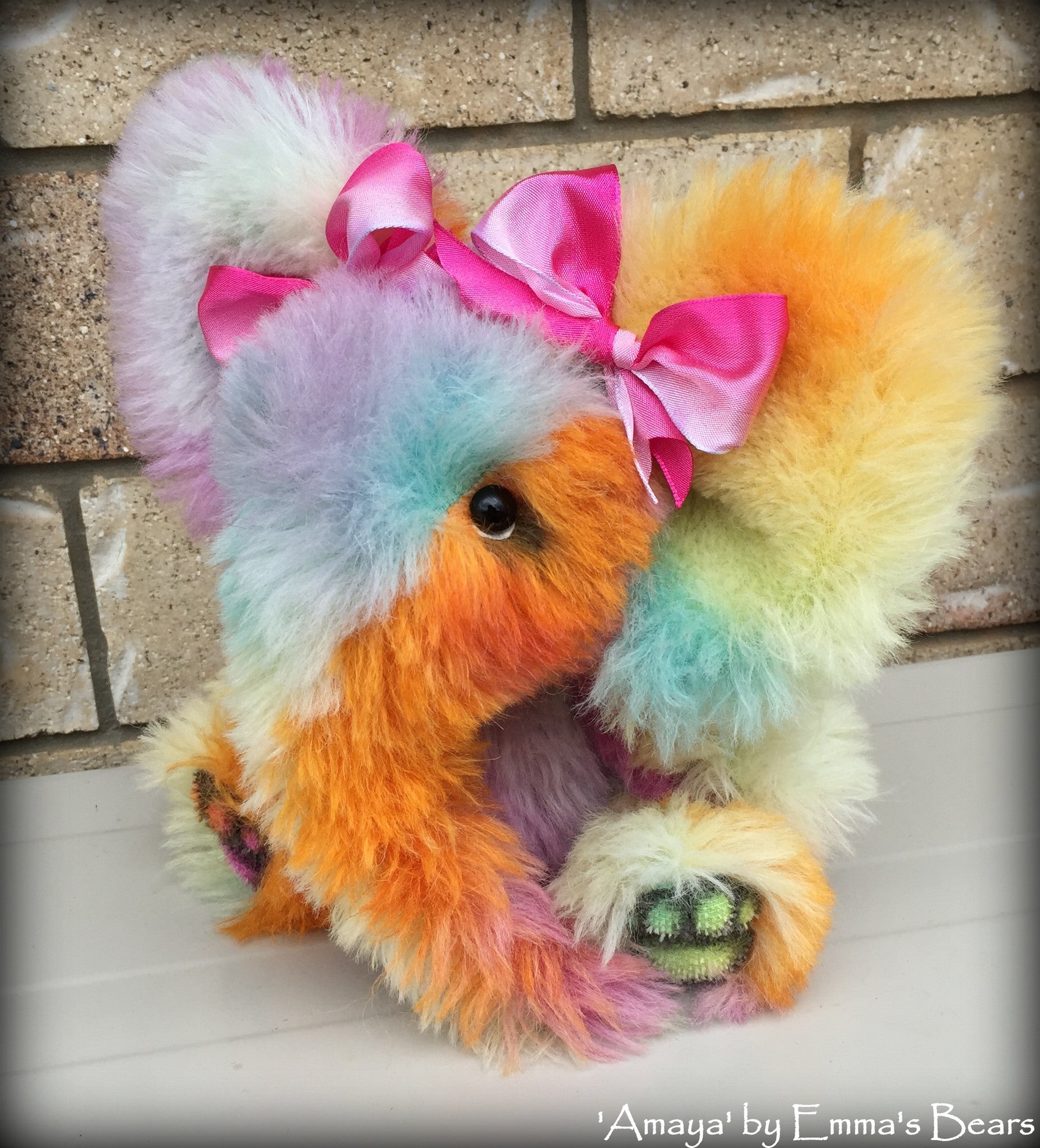 Amaya Elephant - 10" rainbow alpaca artist creation by Emmas Bears - OOAK