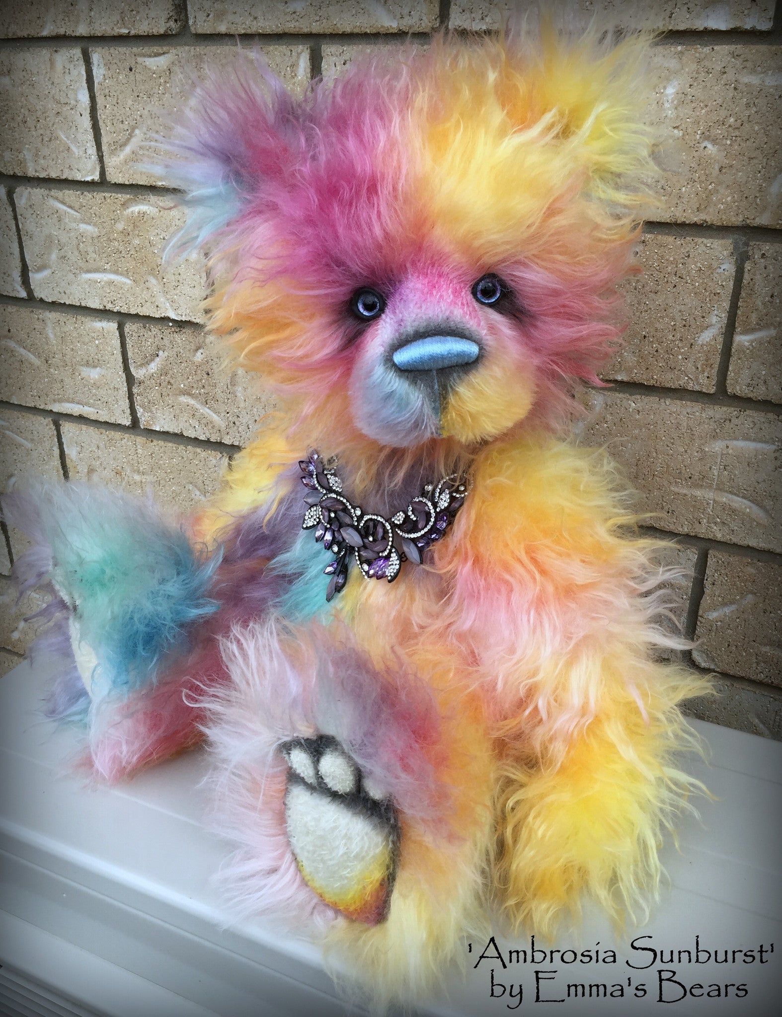 Ambrosia Sunburst - 23IN hand dyed rainbow mohair bear by Emmas Bears - OOAK