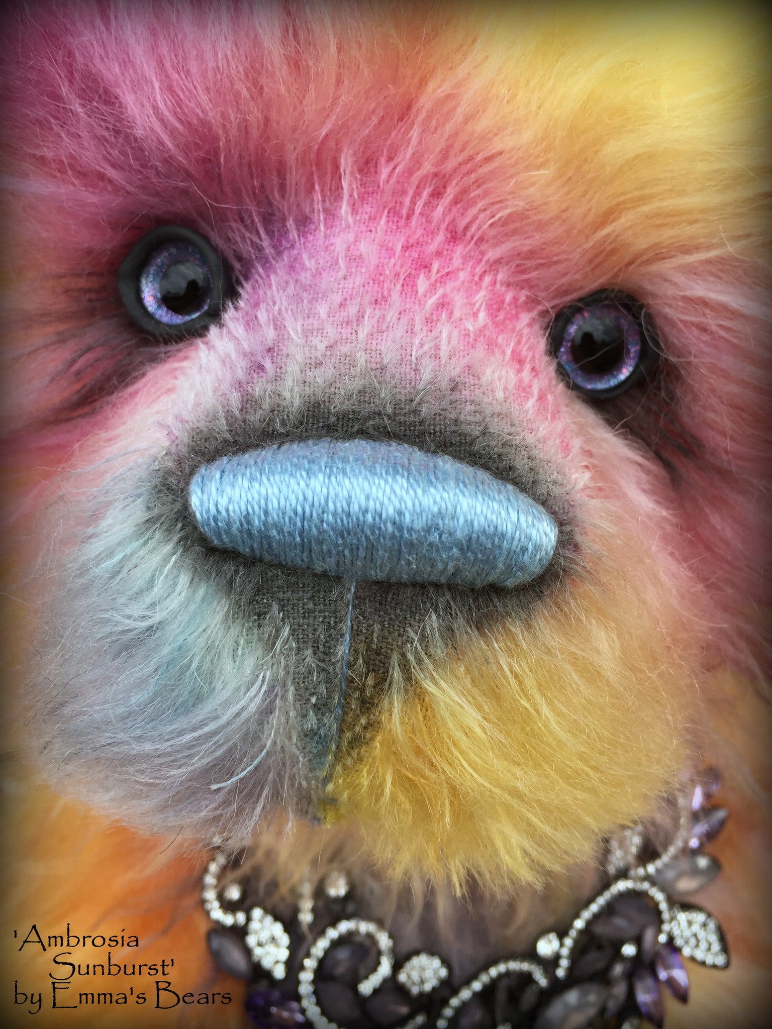 Ambrosia Sunburst - 23IN hand dyed rainbow mohair bear by Emmas Bears - OOAK