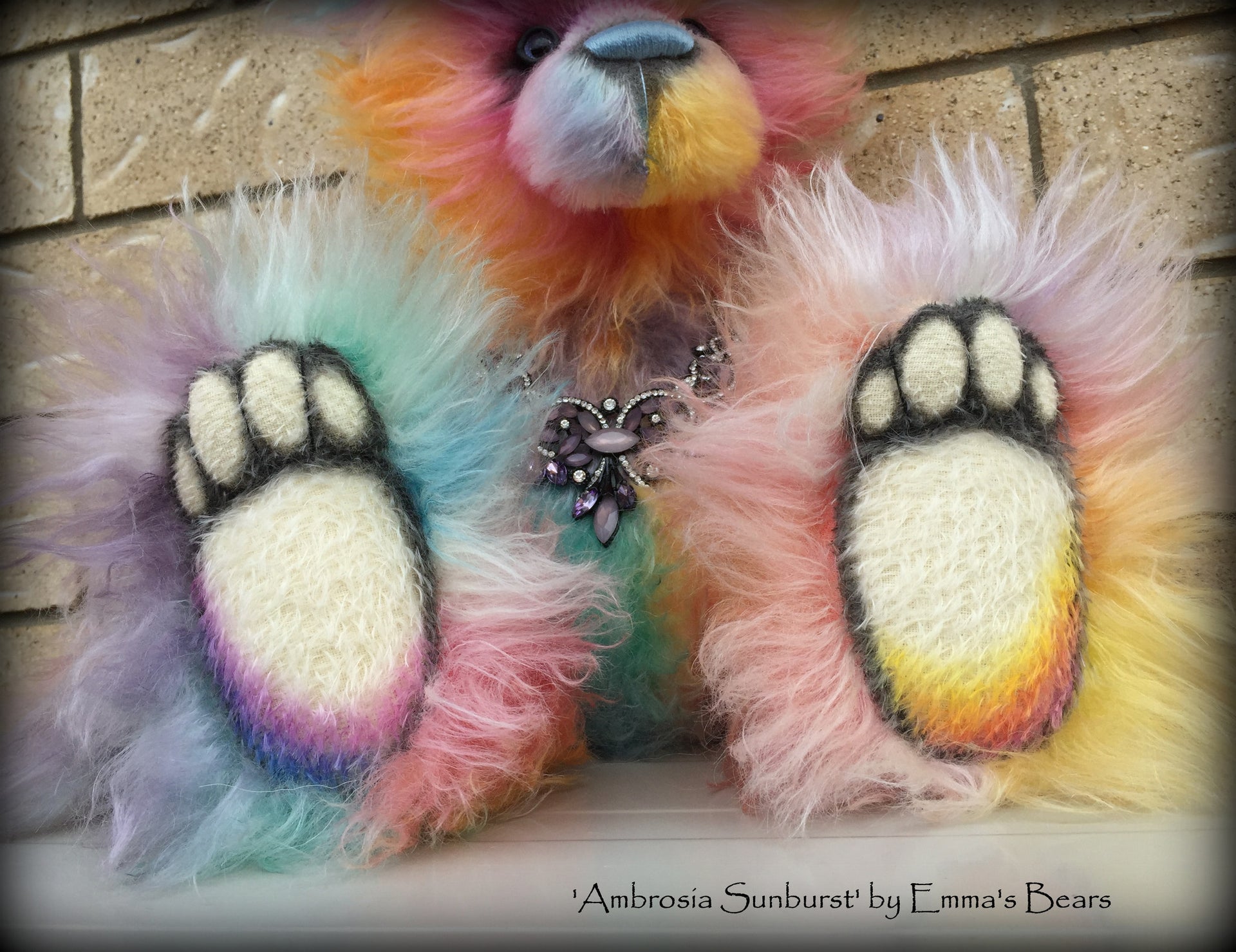 Ambrosia Sunburst - 23IN hand dyed rainbow mohair bear by Emmas Bears - OOAK