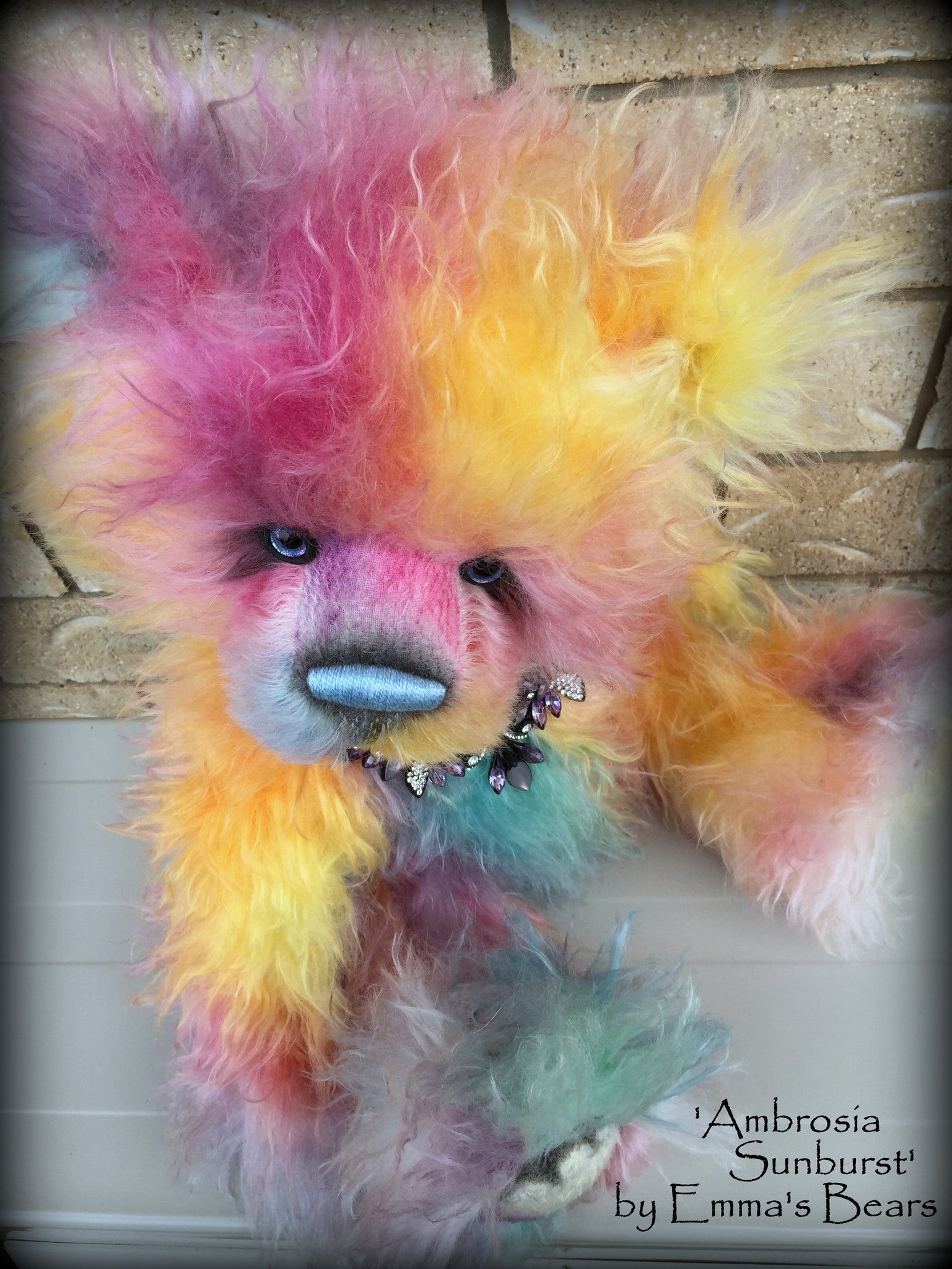 Ambrosia Sunburst - 23IN hand dyed rainbow mohair bear by Emmas Bears - OOAK