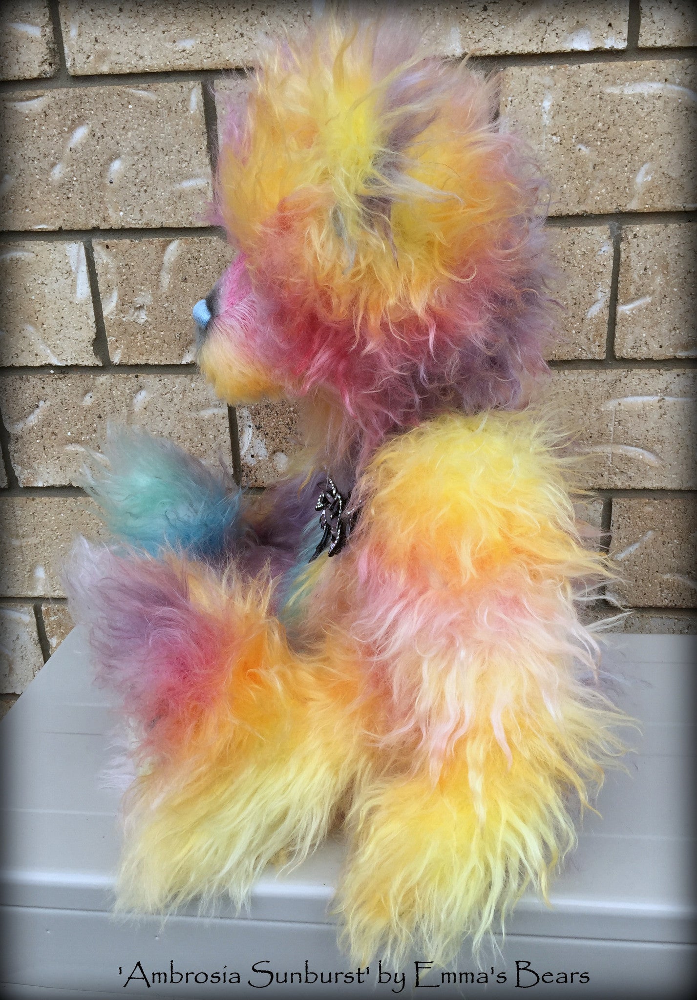 Ambrosia Sunburst - 23IN hand dyed rainbow mohair bear by Emmas Bears - OOAK