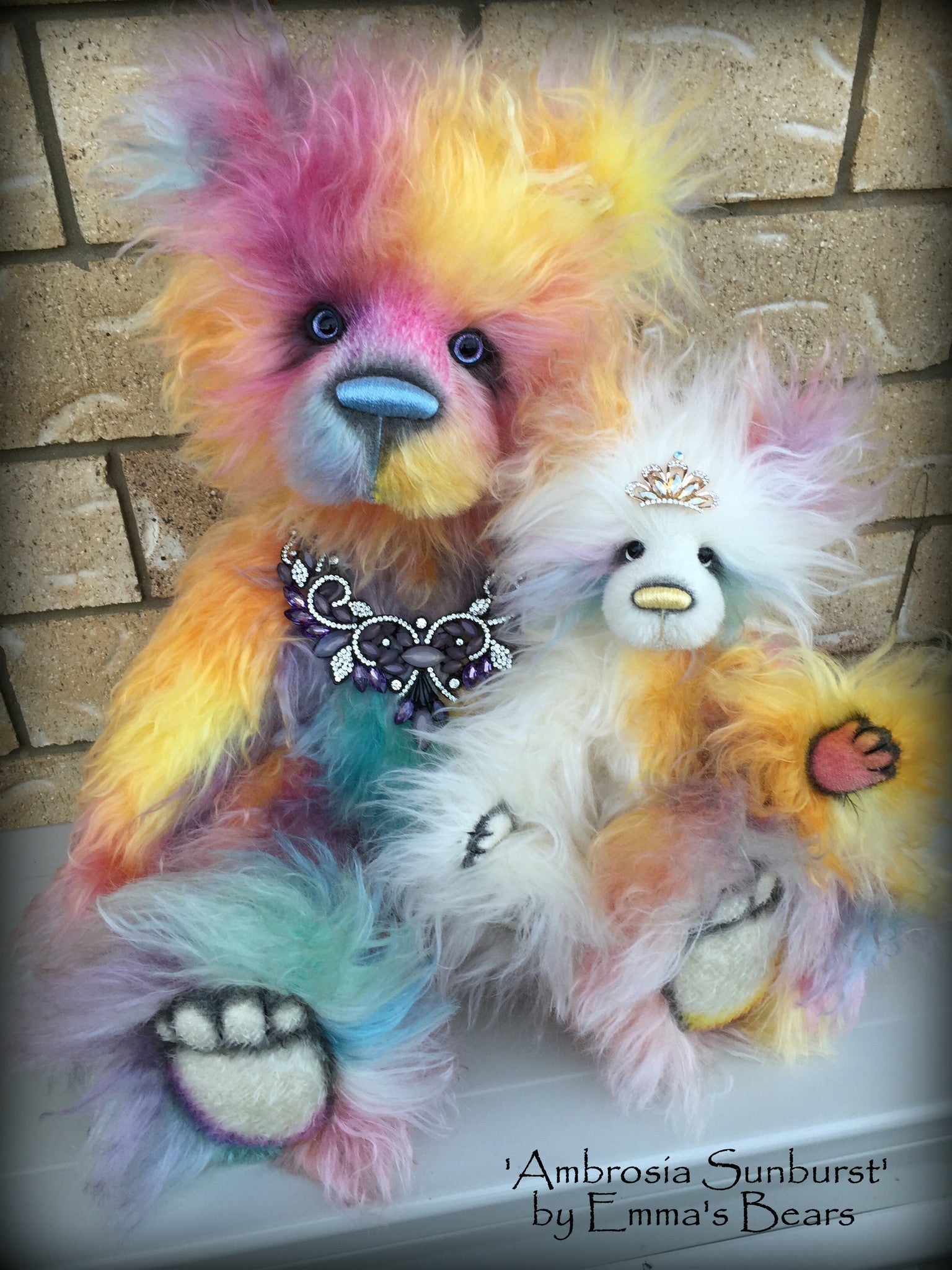 Ambrosia Sunburst - 23IN hand dyed rainbow mohair bear by Emmas Bears - OOAK