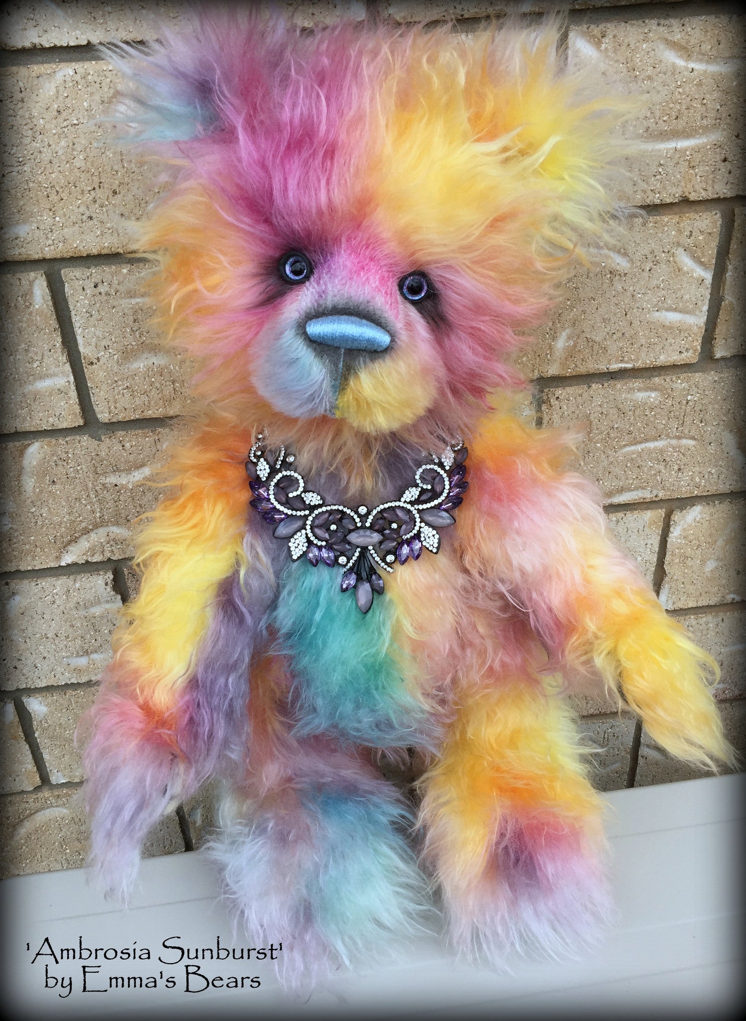 Ambrosia Sunburst - 23IN hand dyed rainbow mohair bear by Emmas Bears - OOAK