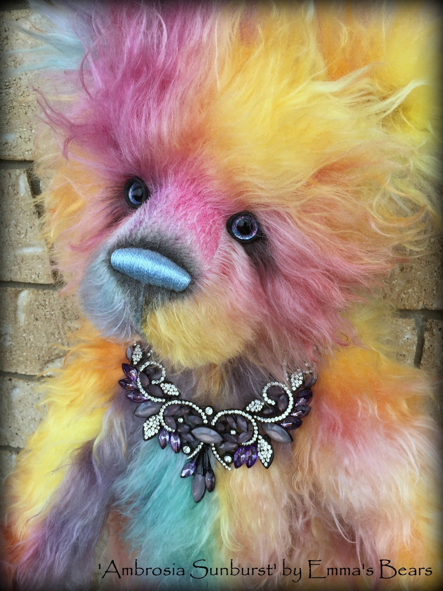 Ambrosia Sunburst - 23IN hand dyed rainbow mohair bear by Emmas Bears - OOAK