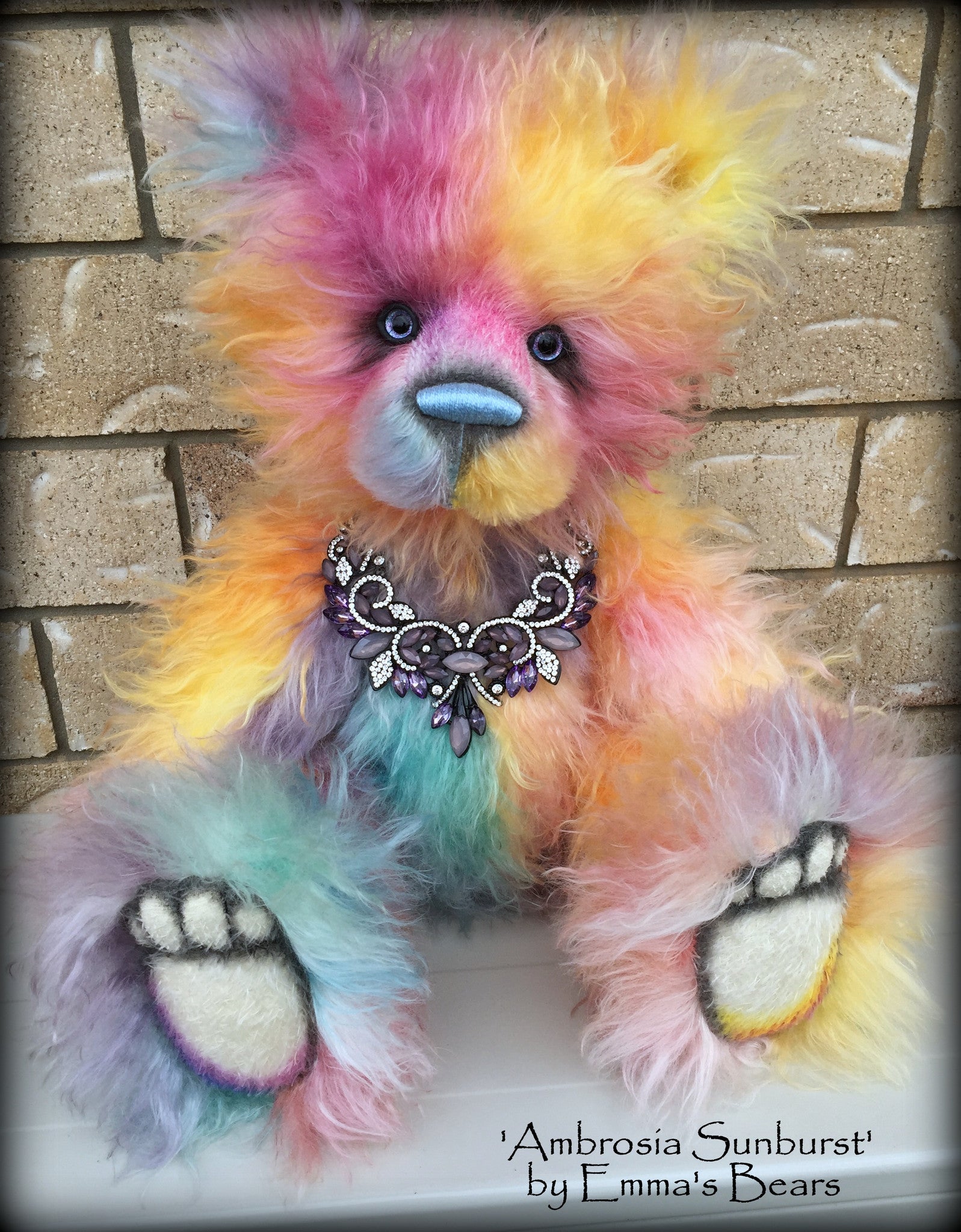 Ambrosia Sunburst - 23IN hand dyed rainbow mohair bear by Emmas Bears - OOAK