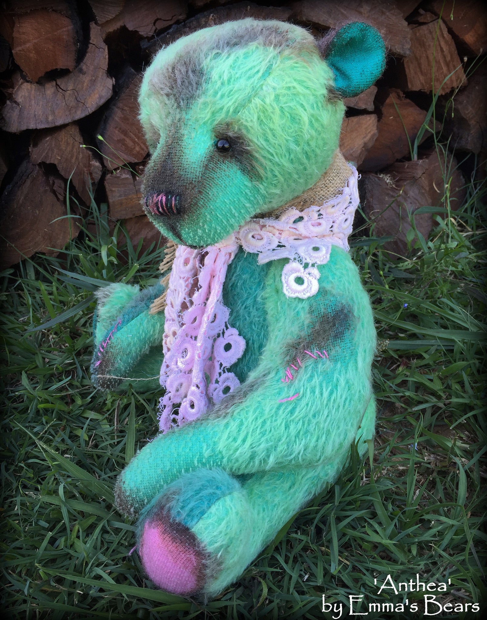 Anthea - 17IN hand dyed antique style mohair bear by Emmas Bears - OOAK