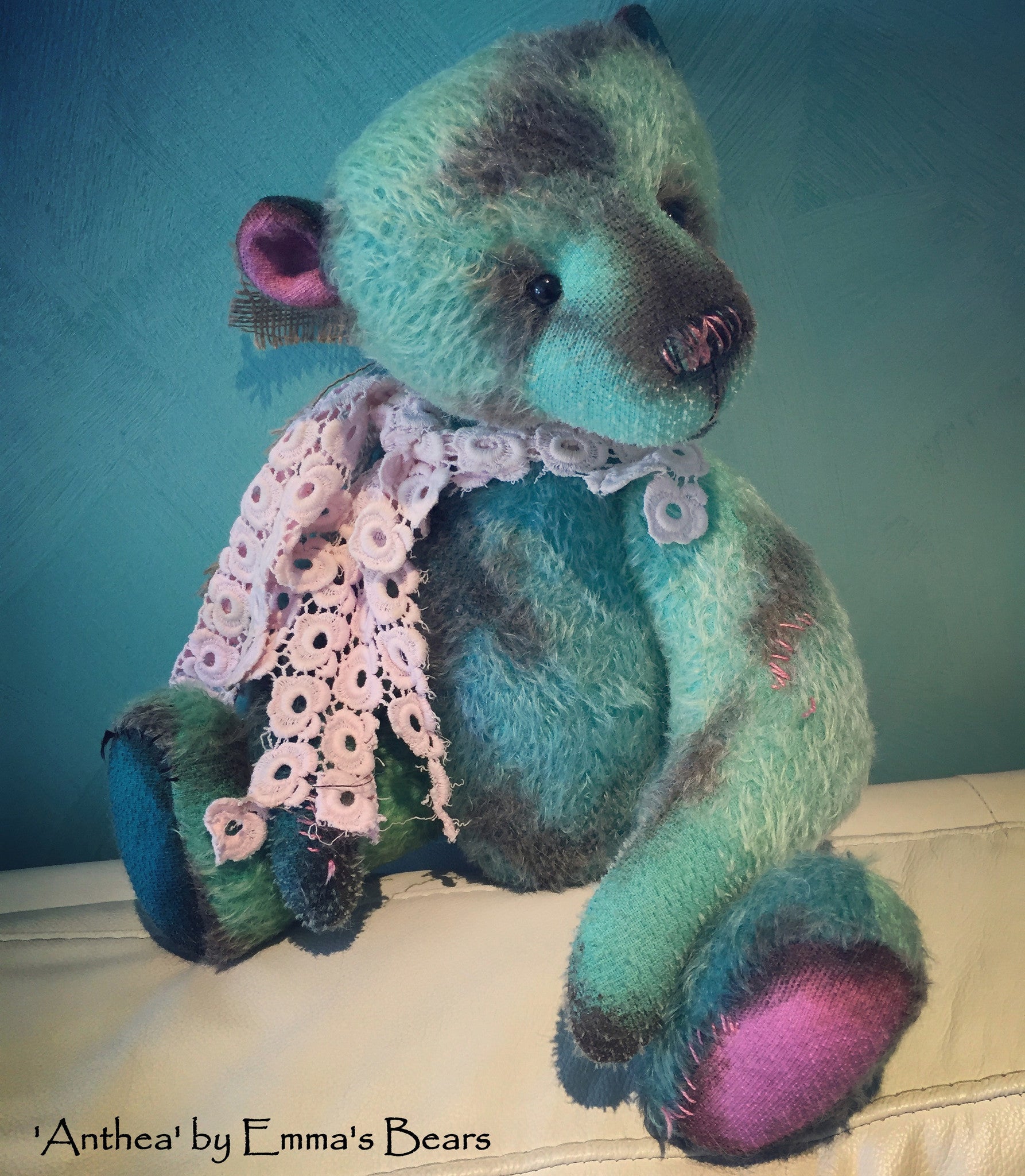 Anthea - 17IN hand dyed antique style mohair bear by Emmas Bears - OOAK