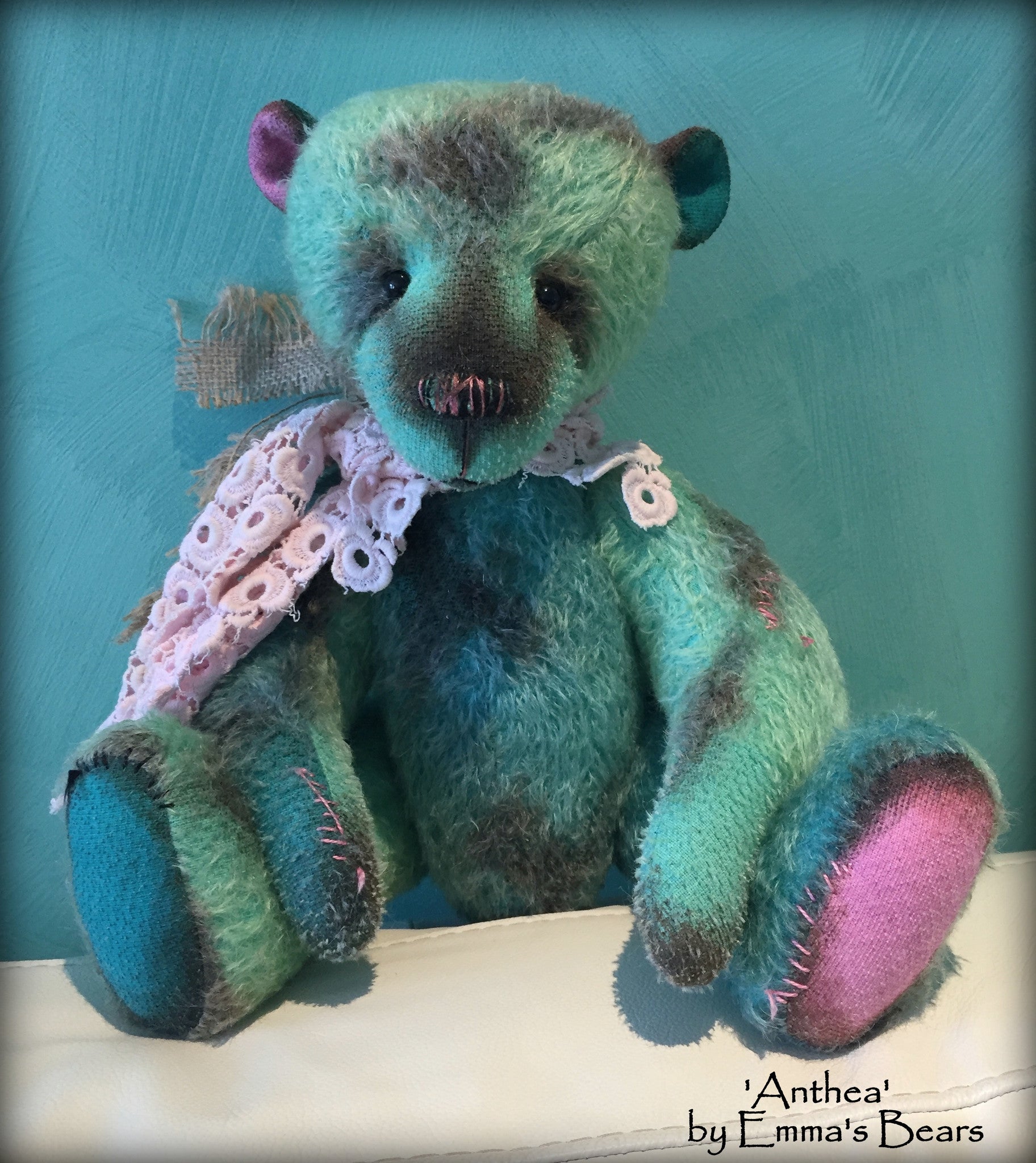 Anthea - 17IN hand dyed antique style mohair bear by Emmas Bears - OOAK