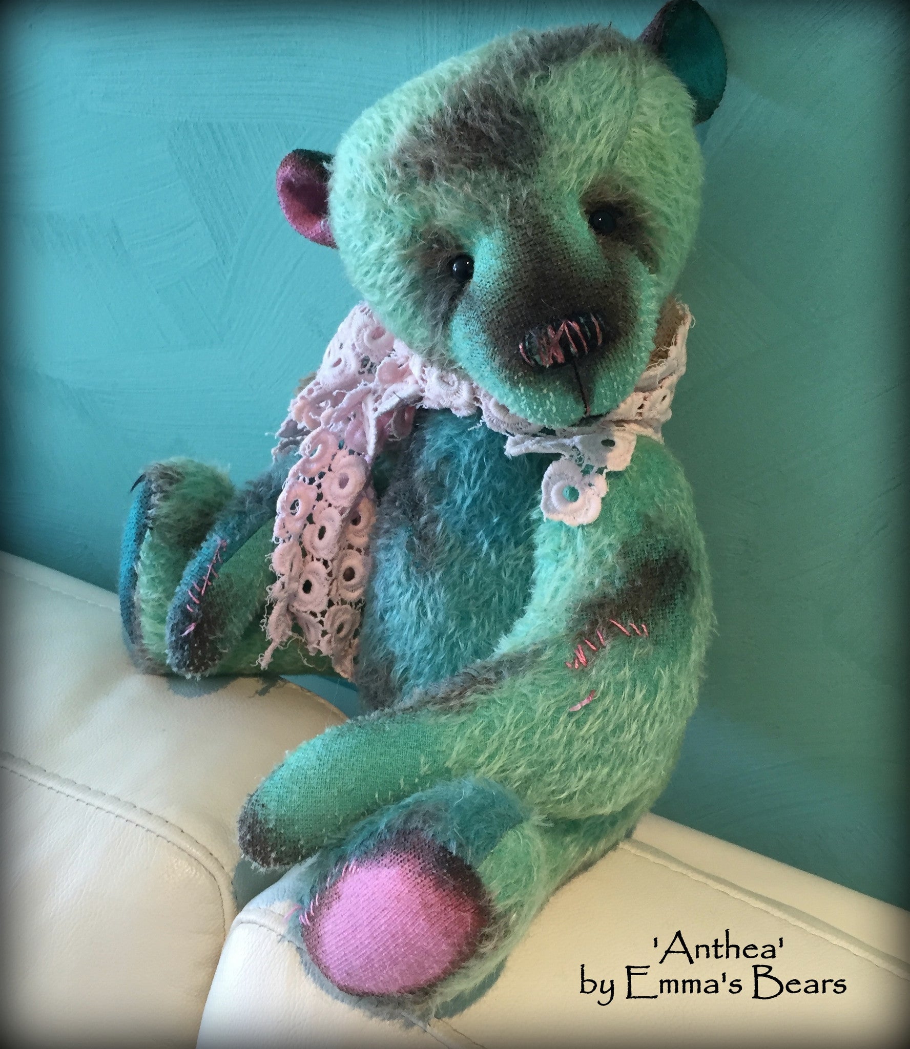 Anthea - 17IN hand dyed antique style mohair bear by Emmas Bears - OOAK