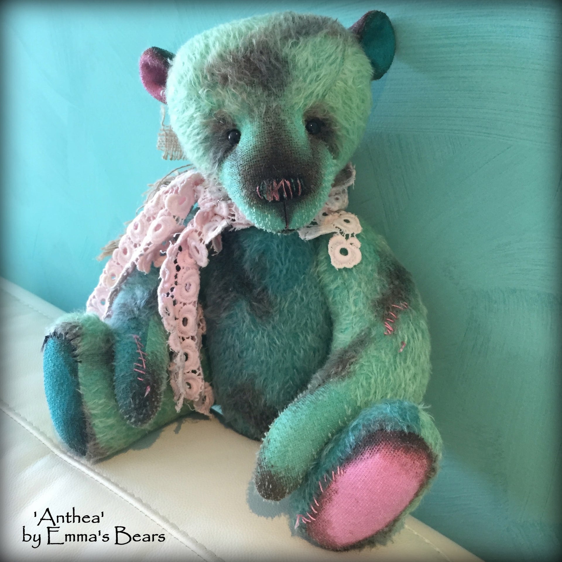 Anthea - 17IN hand dyed antique style mohair bear by Emmas Bears - OOAK