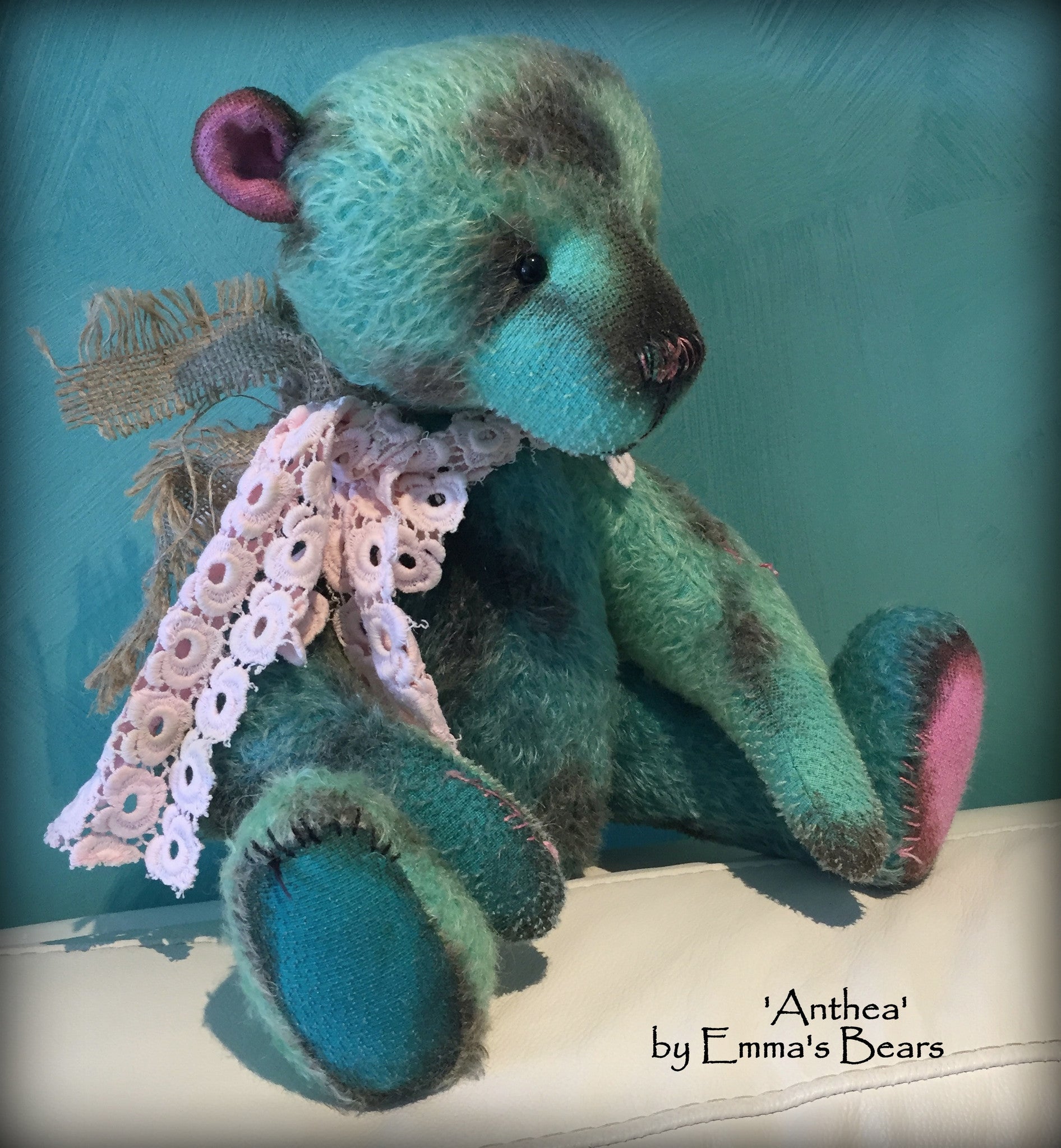 Anthea - 17IN hand dyed antique style mohair bear by Emmas Bears - OOAK