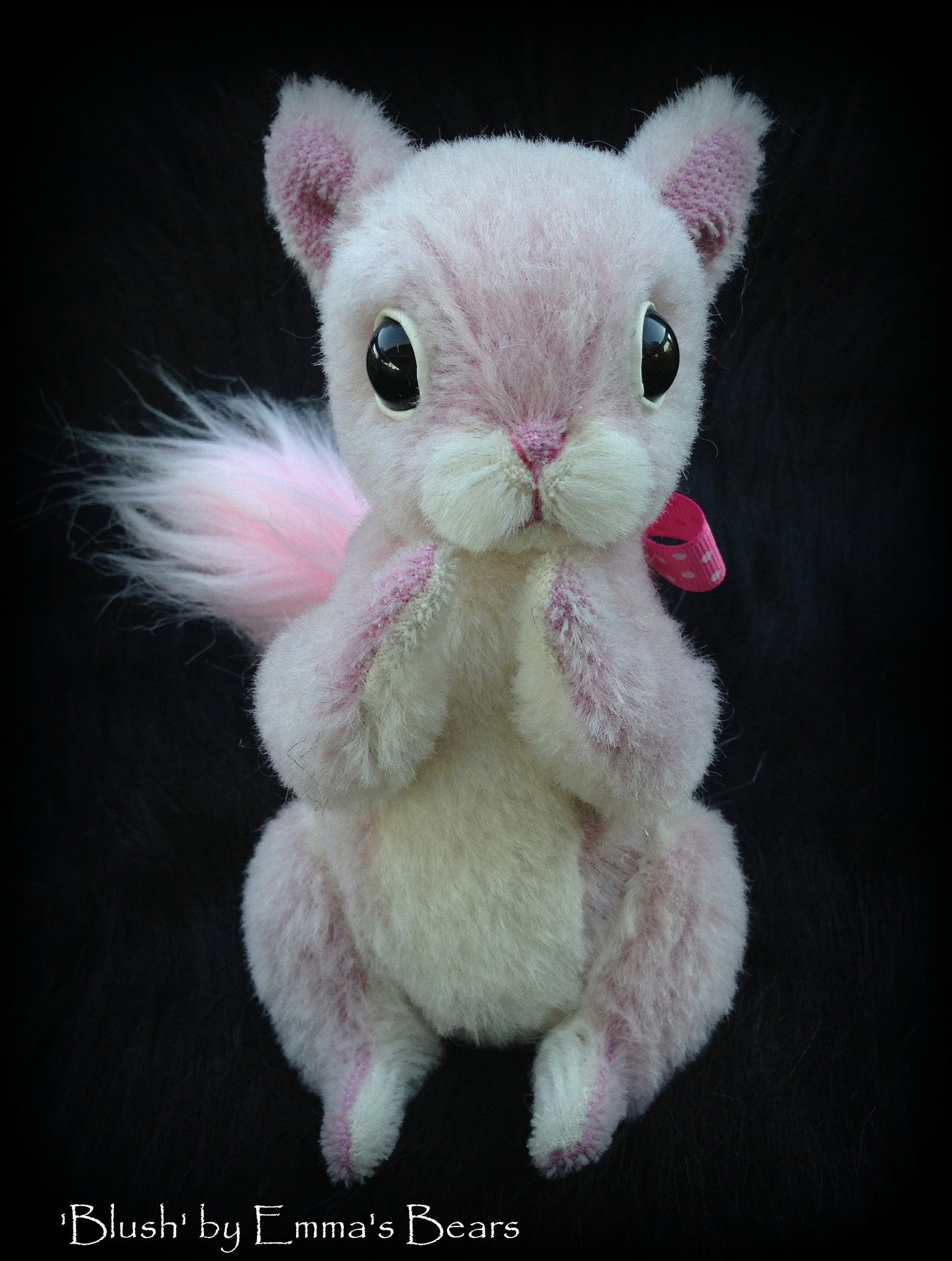 Blush Squirrel - 6IN hand dyed pink mohair squirrel by Emmas Bears - OOAK