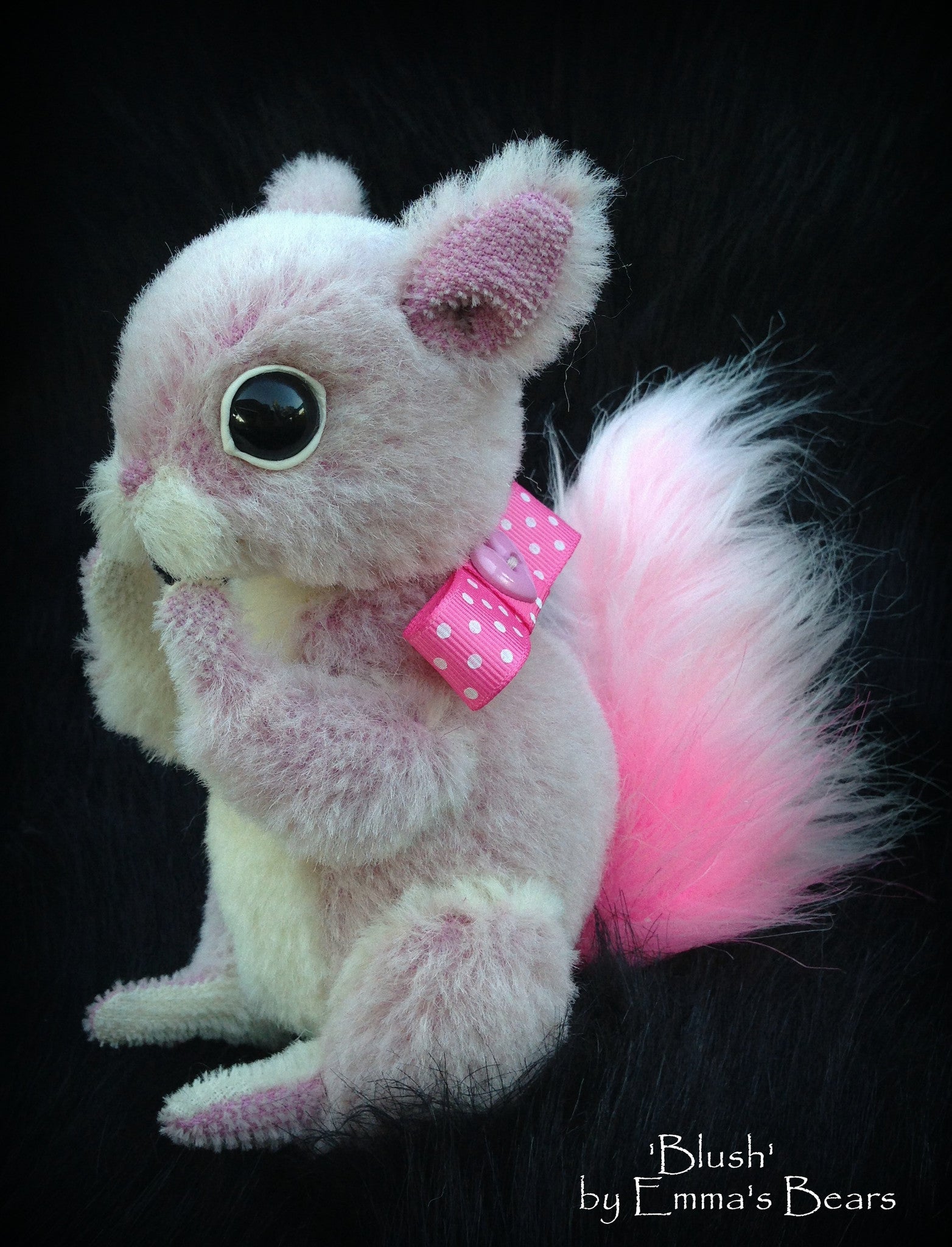 Blush Squirrel - 6IN hand dyed pink mohair squirrel by Emmas Bears - OOAK
