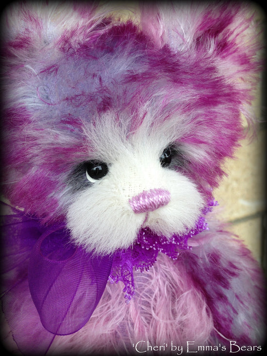 Cheri- handdyed purple mohair bear by Emmas Bears - OOAK