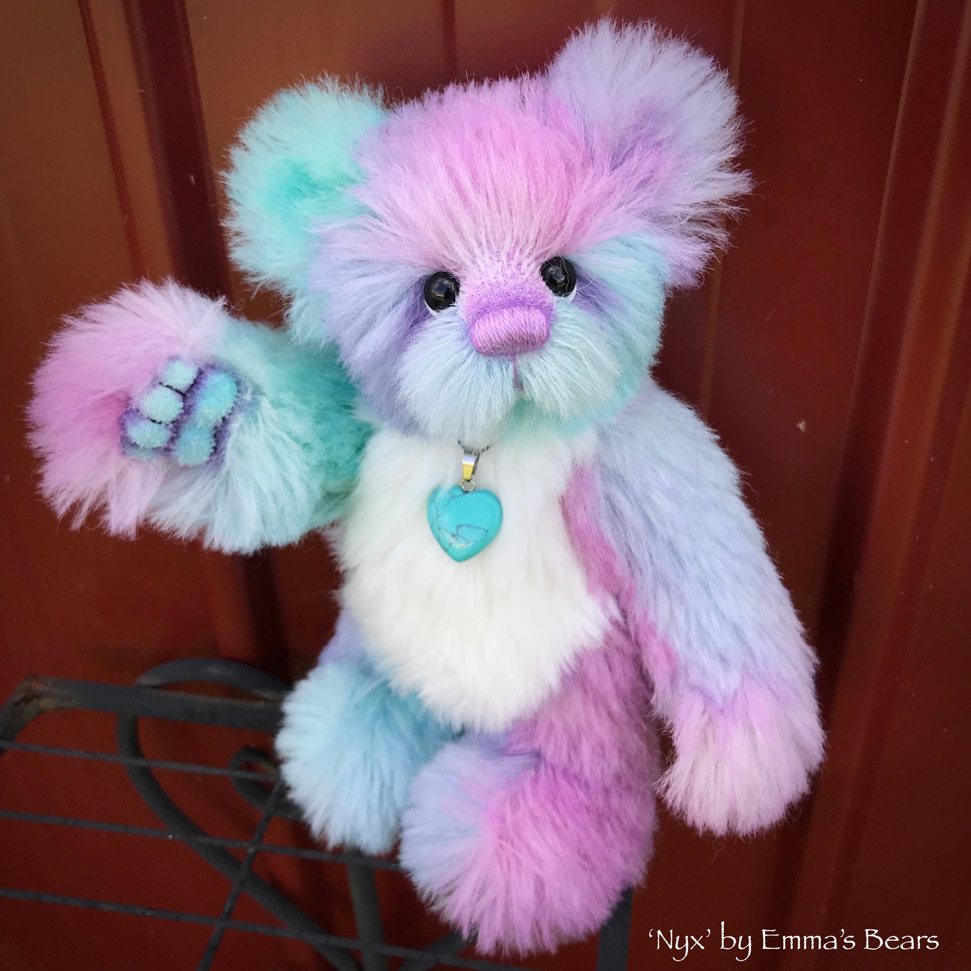 Nyx - 9" Rainbow Alpaca Artist Bear by Emma's Bears - OOAK