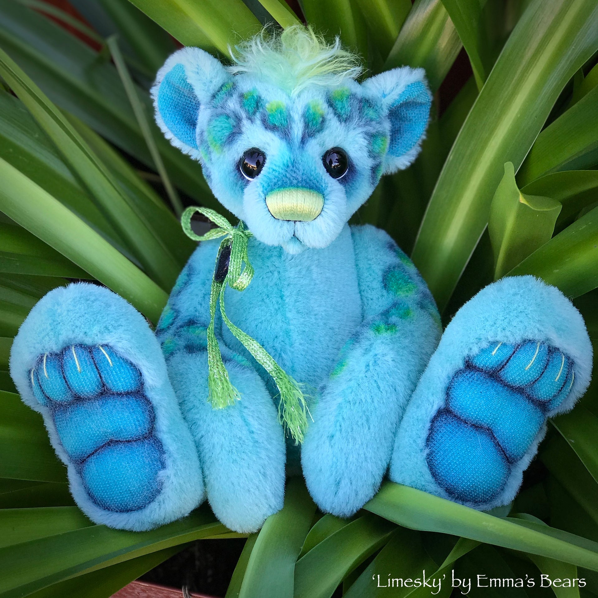 Limesky - 12" Hand-dyed Alpaca Bear by Emma's Bears - OOAK