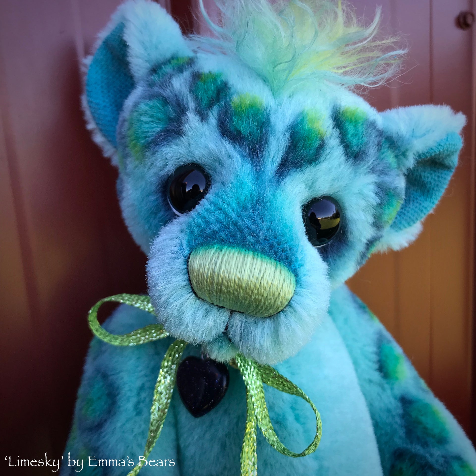 Limesky - 12" Hand-dyed Alpaca Bear by Emma's Bears - OOAK