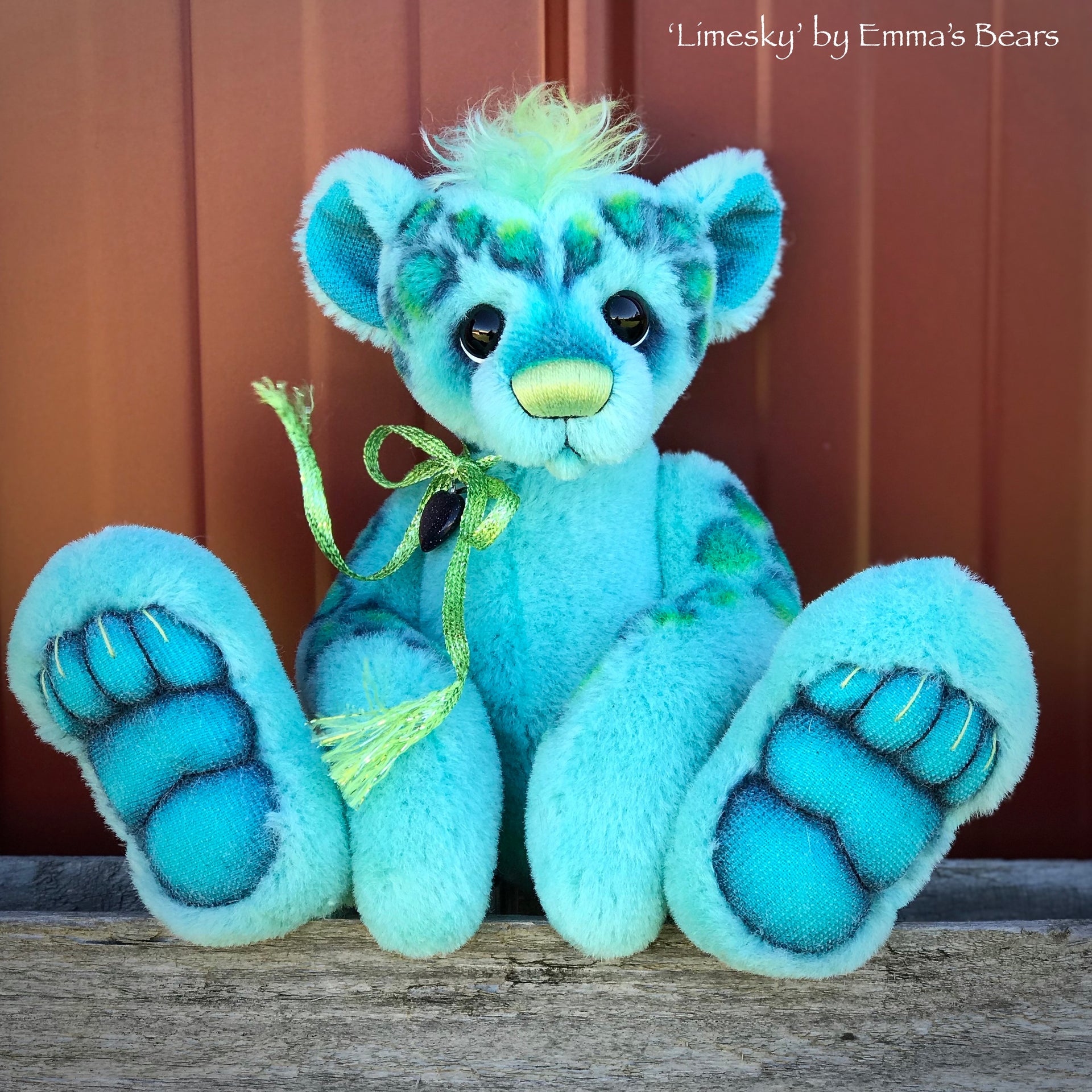 Limesky - 12" Hand-dyed Alpaca Bear by Emma's Bears - OOAK
