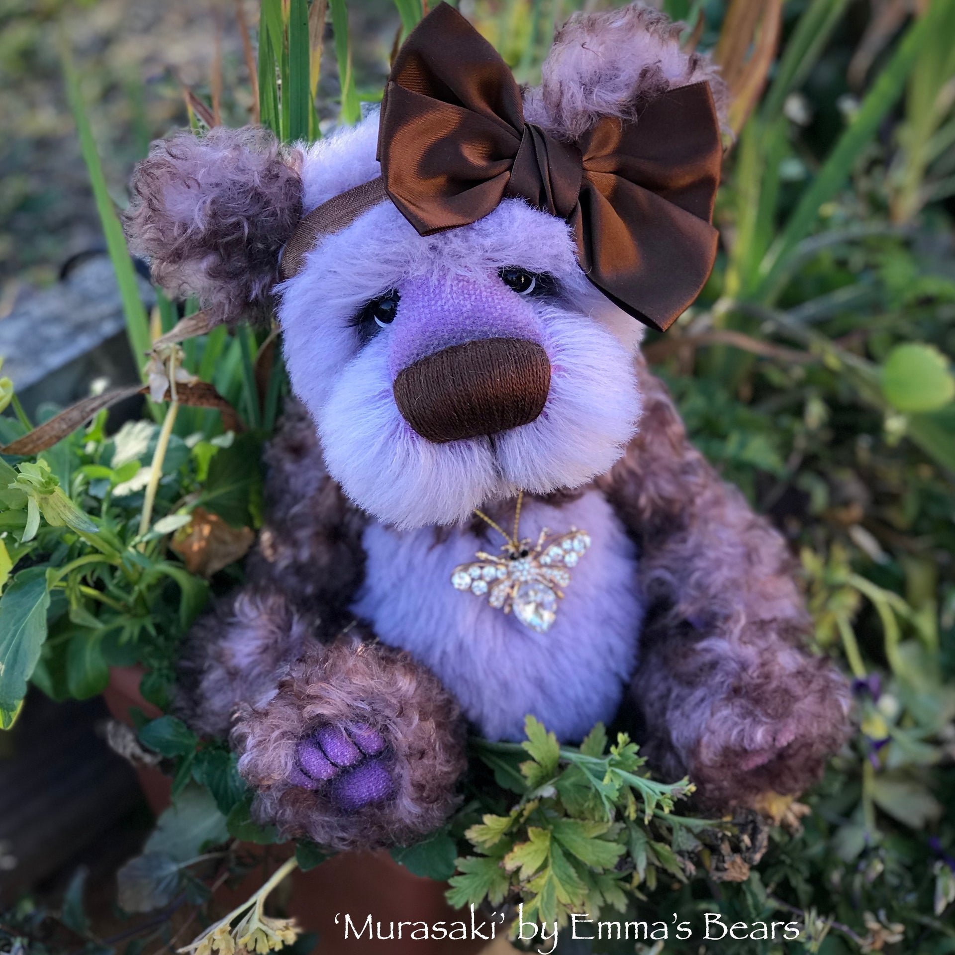 Murasaki- 11" Hand Dyed Kid Mohair and Alpaca Artist Bear by Emma's Bears - OOAK