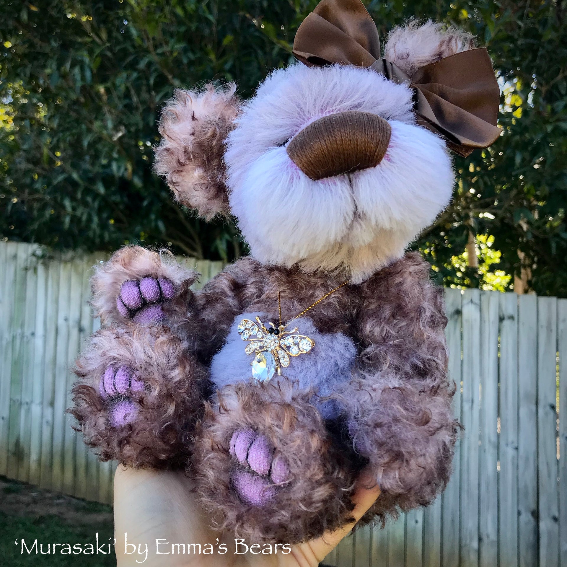 Murasaki- 11" Hand Dyed Kid Mohair and Alpaca Artist Bear by Emma's Bears - OOAK