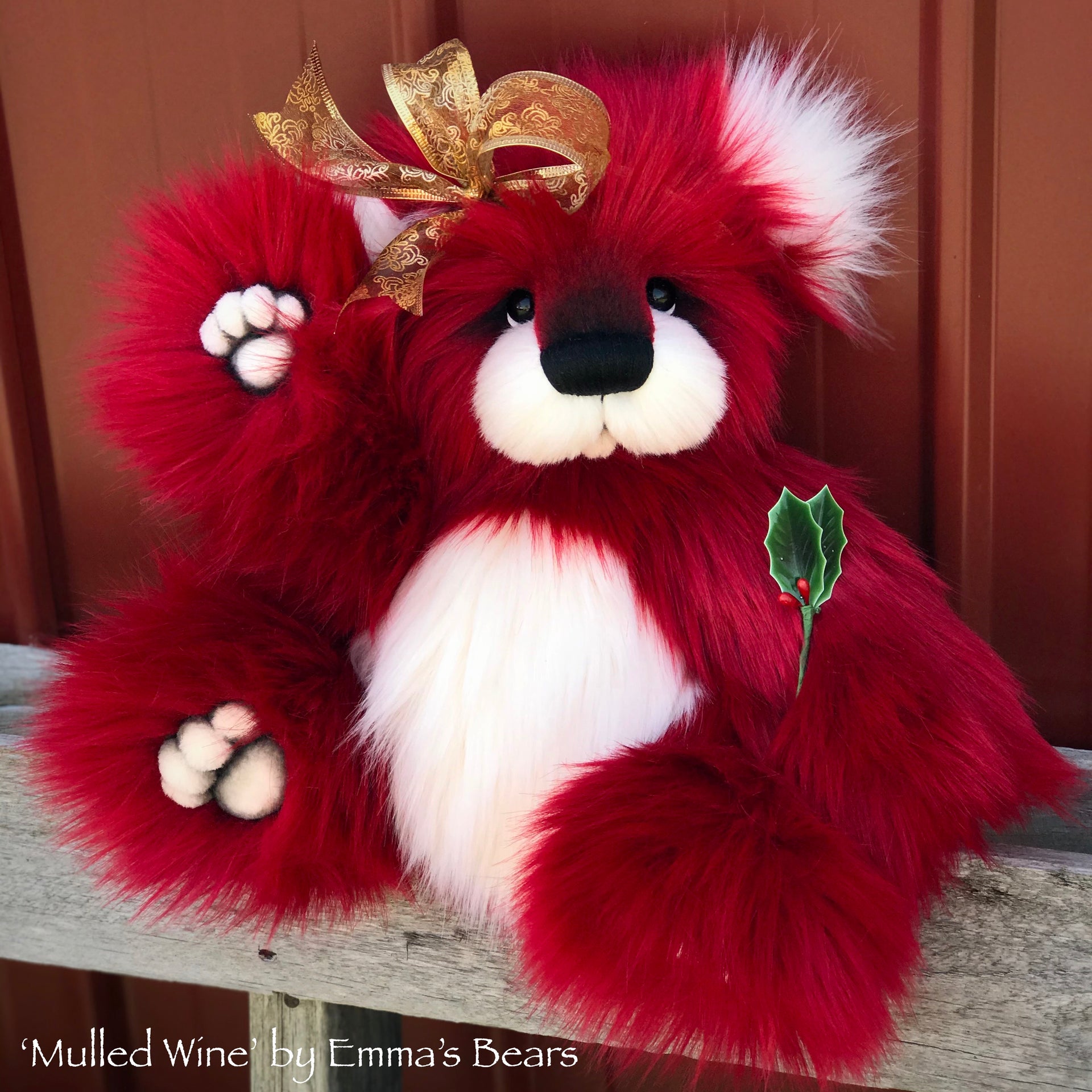 Mulled Wine - 15" faux fur Christmas Artist Bear by Emma's Bears - OOAK