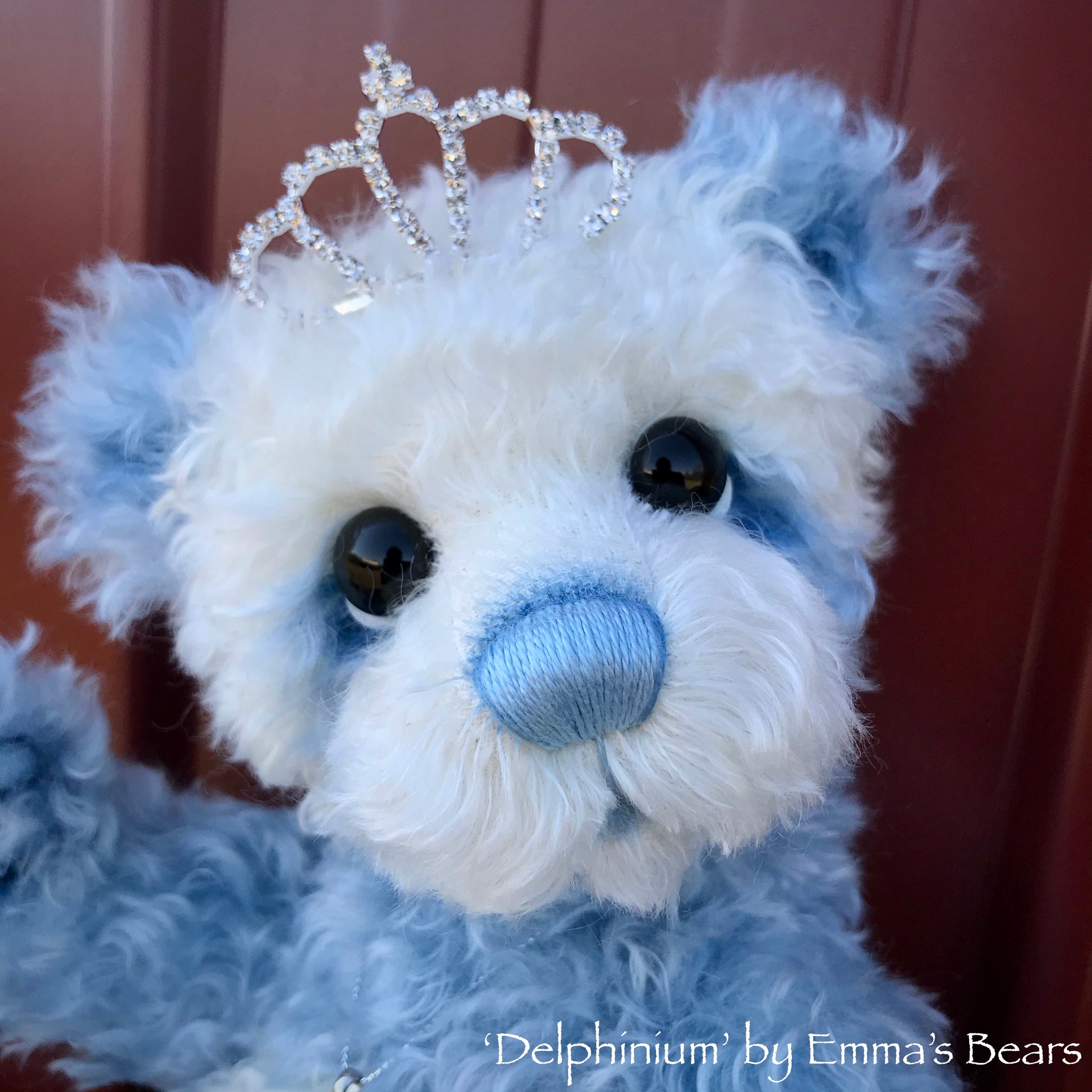 Delphinium - 15" curly kid mohair Artist Bear by Emma's Bears - OOAK