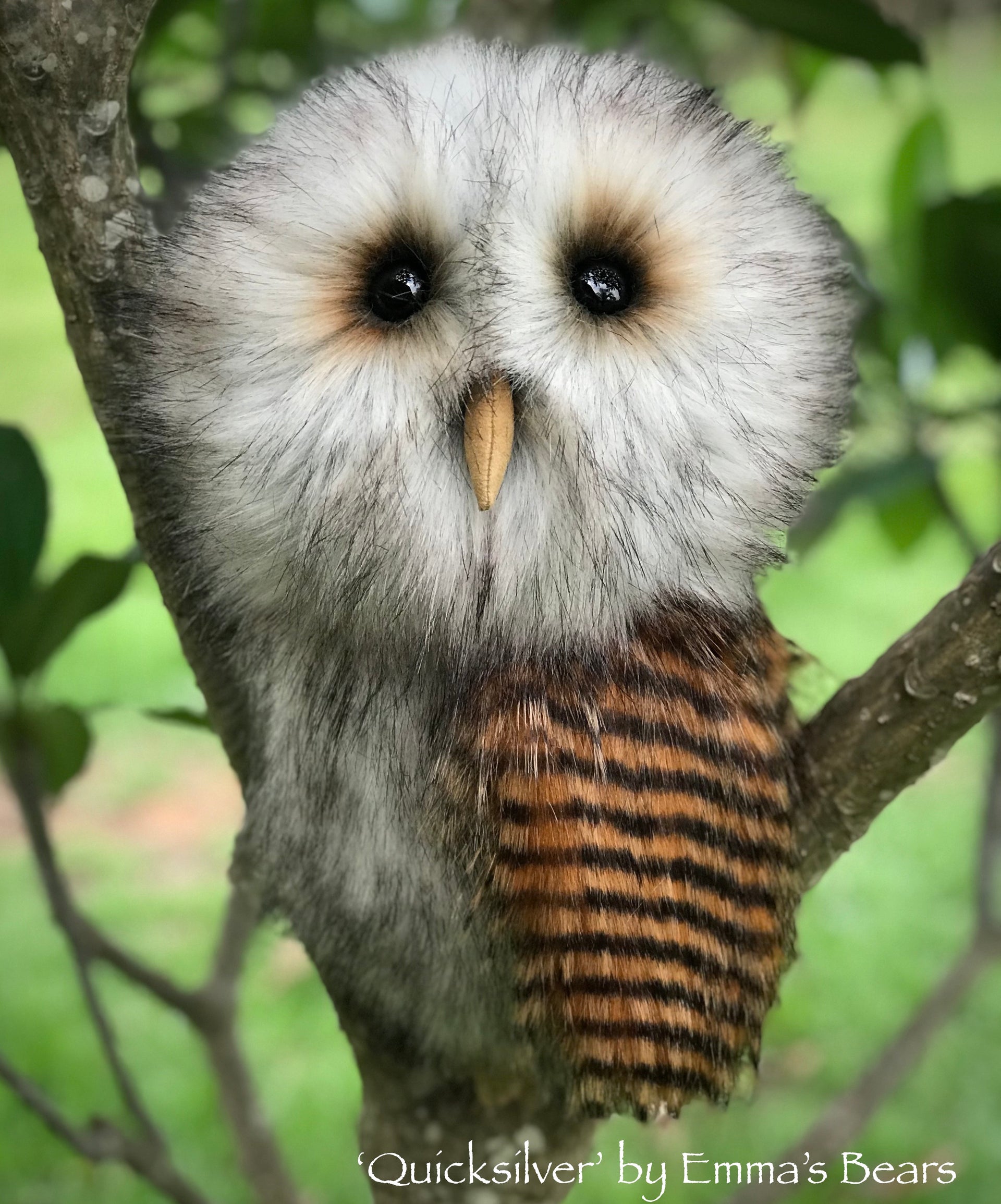 Quicksilver - 14in faux fur Artist OWL Bear by Emmas Bears - OOAK