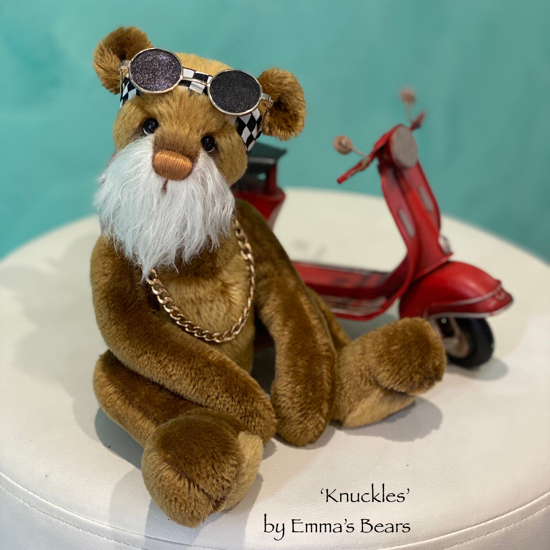 Knuckles - 12" Mohair Artist Biker Bear by Emma's Bears - OOAK