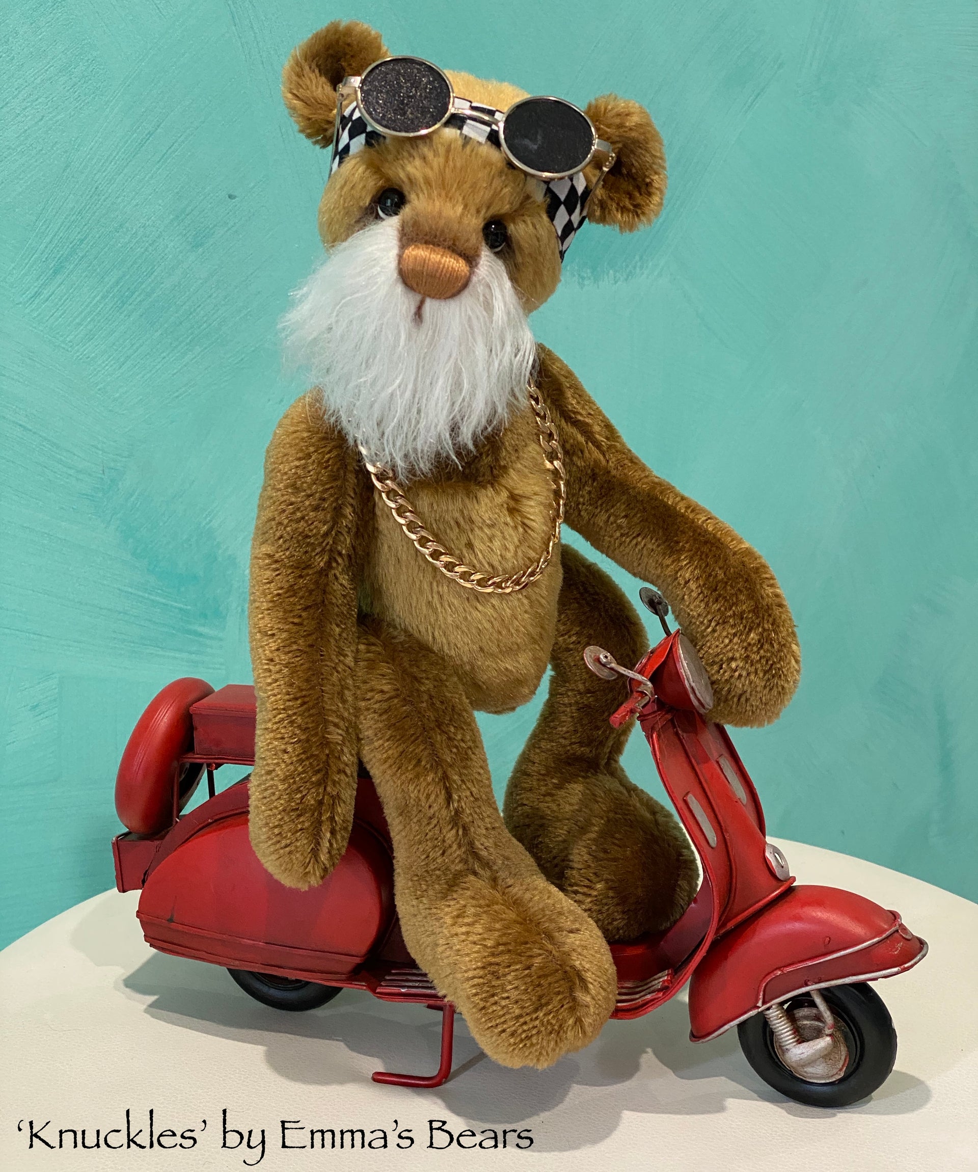 Knuckles - 12" Mohair Artist Biker Bear by Emma's Bears - OOAK