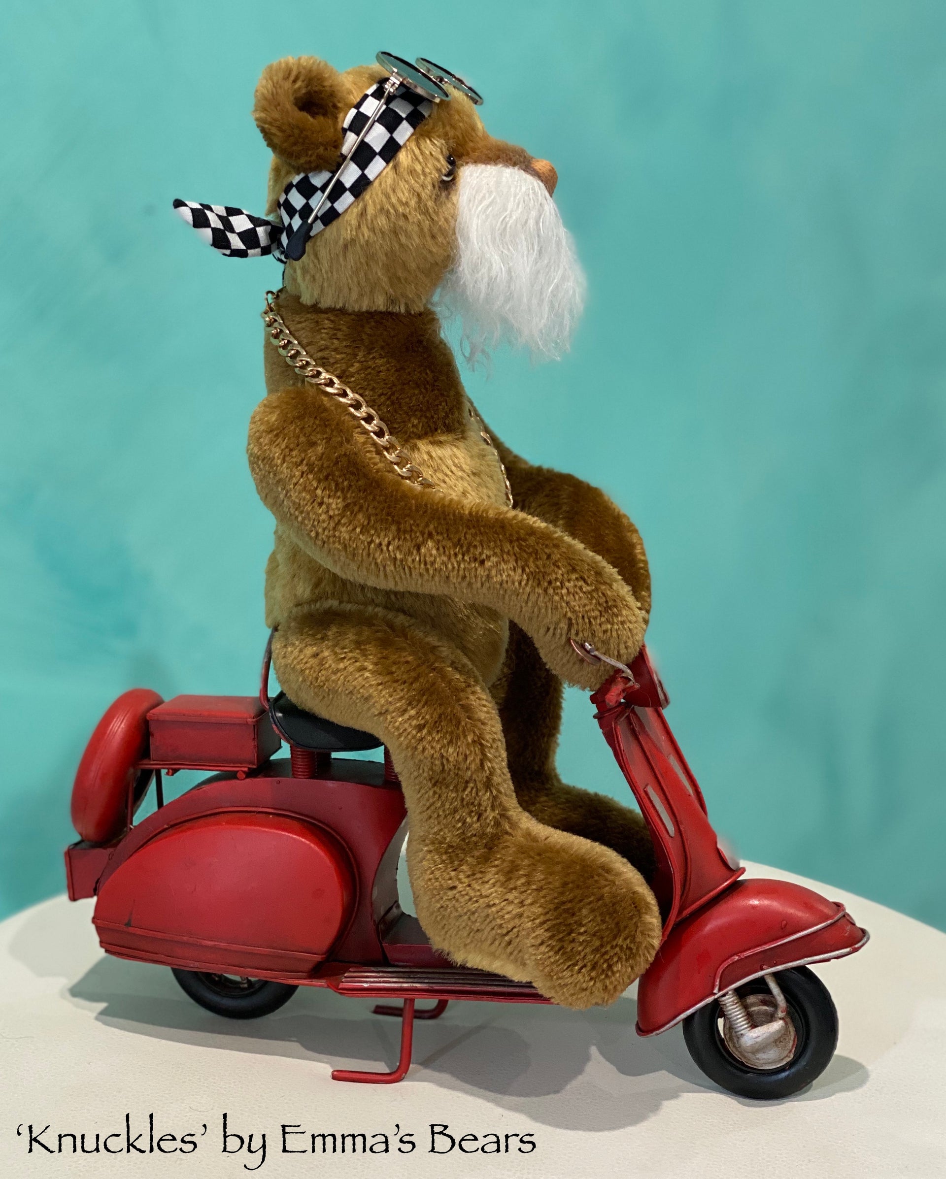 Knuckles - 12" Mohair Artist Biker Bear by Emma's Bears - OOAK