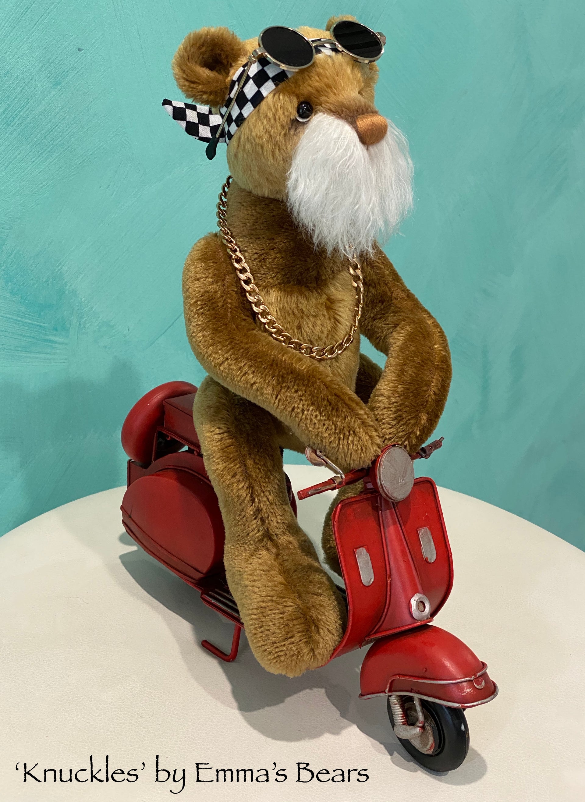 Knuckles - 12" Mohair Artist Biker Bear by Emma's Bears - OOAK