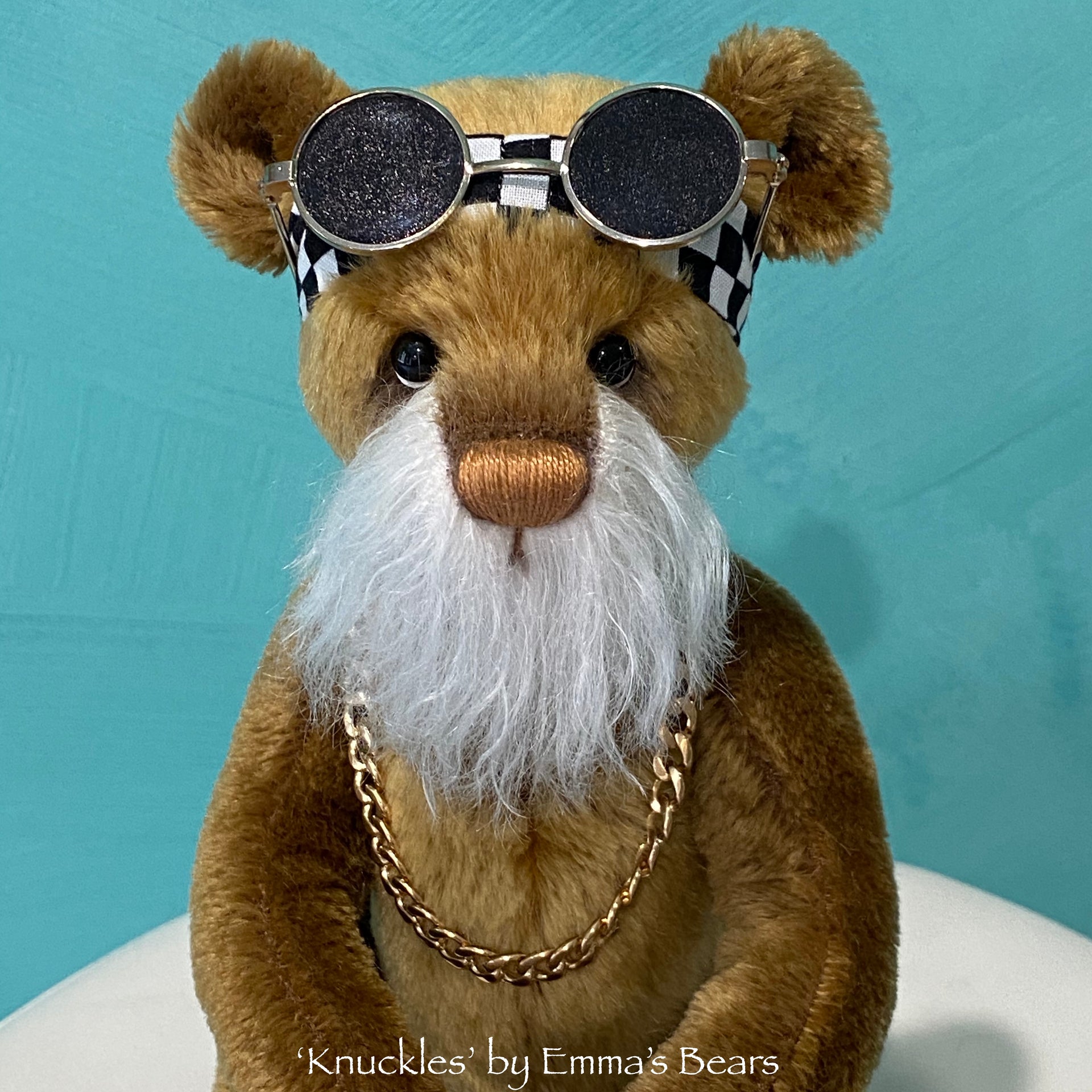 Knuckles - 12" Mohair Artist Biker Bear by Emma's Bears - OOAK