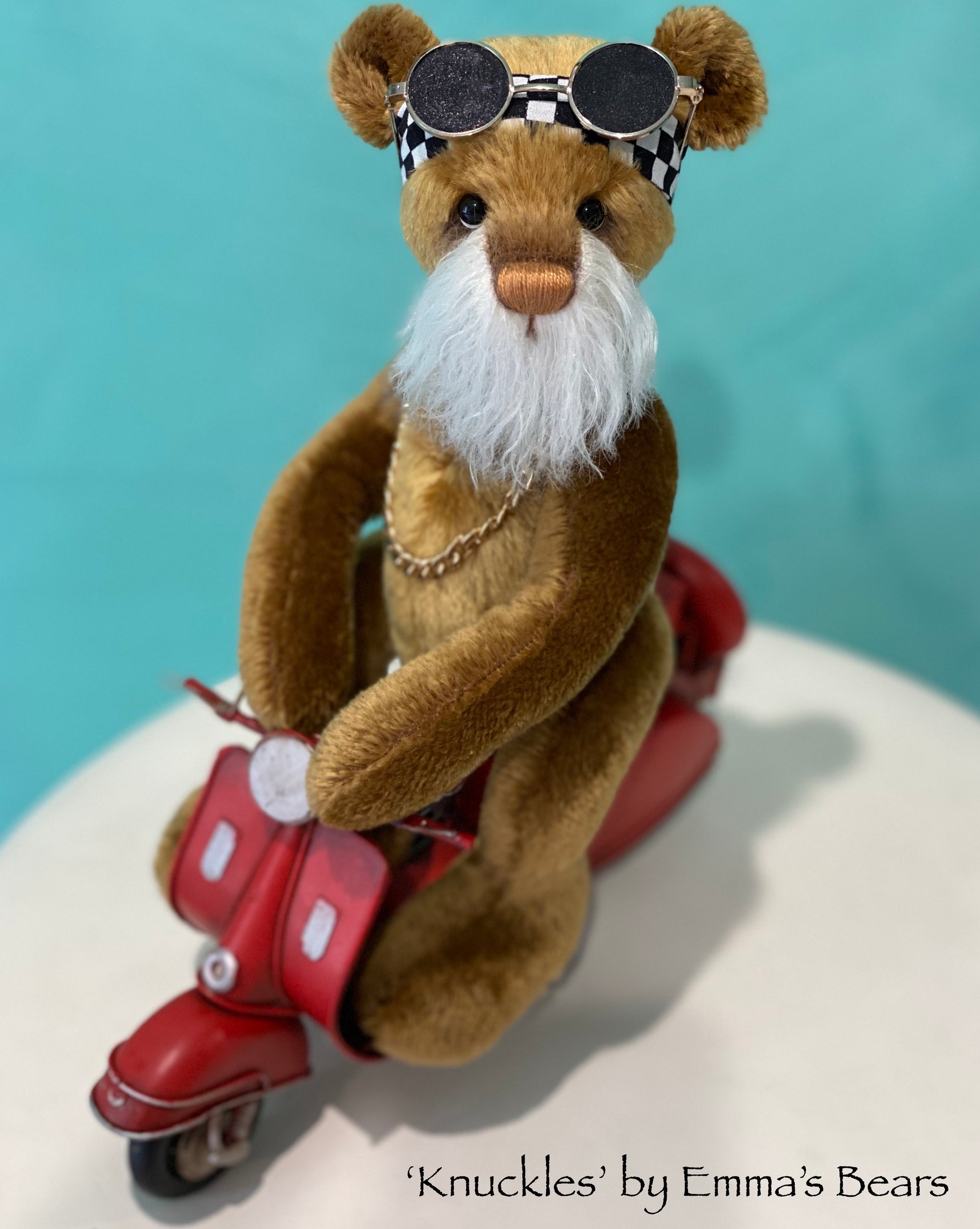 Knuckles - 12" Mohair Artist Biker Bear by Emma's Bears - OOAK