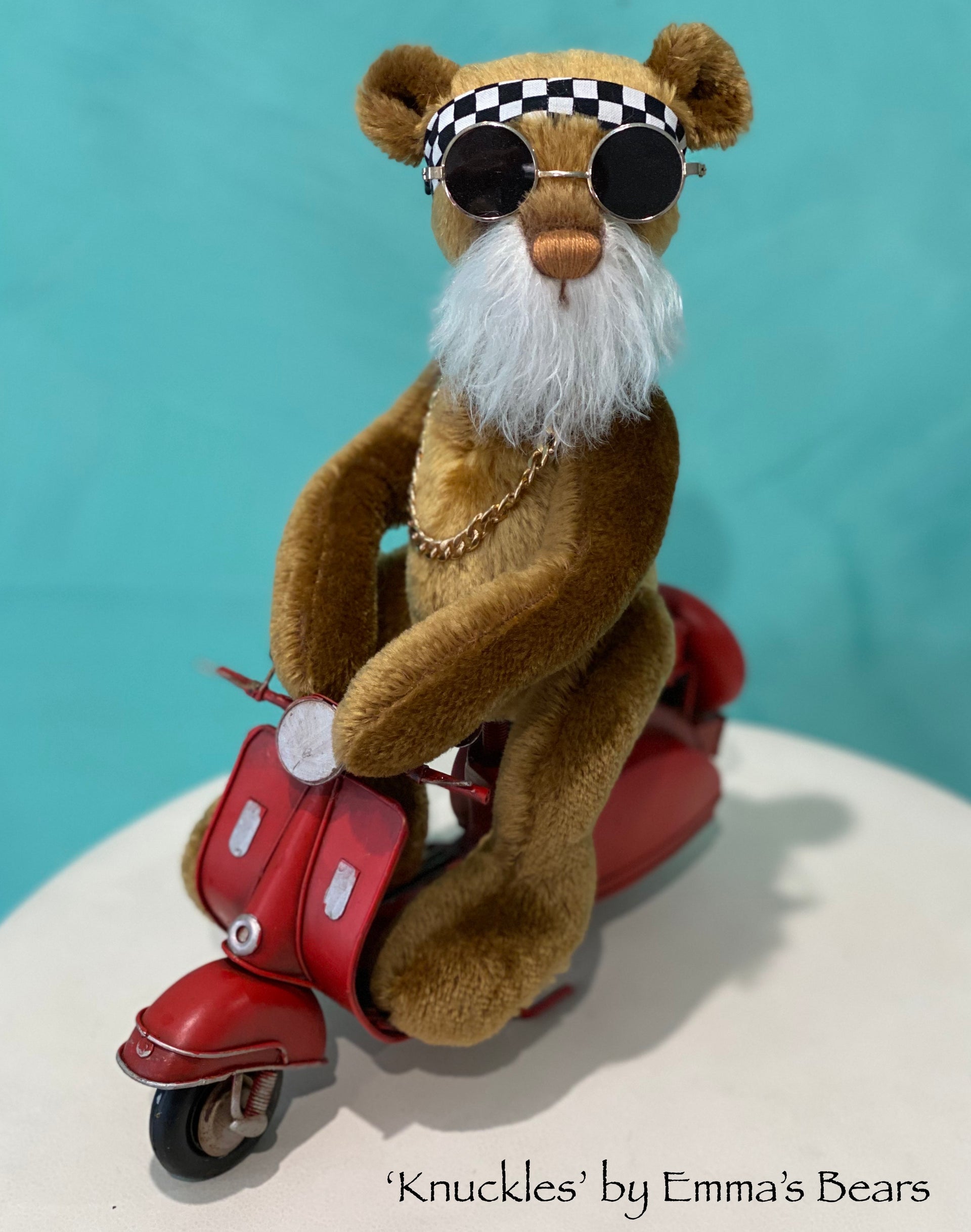 Knuckles - 12" Mohair Artist Biker Bear by Emma's Bears - OOAK