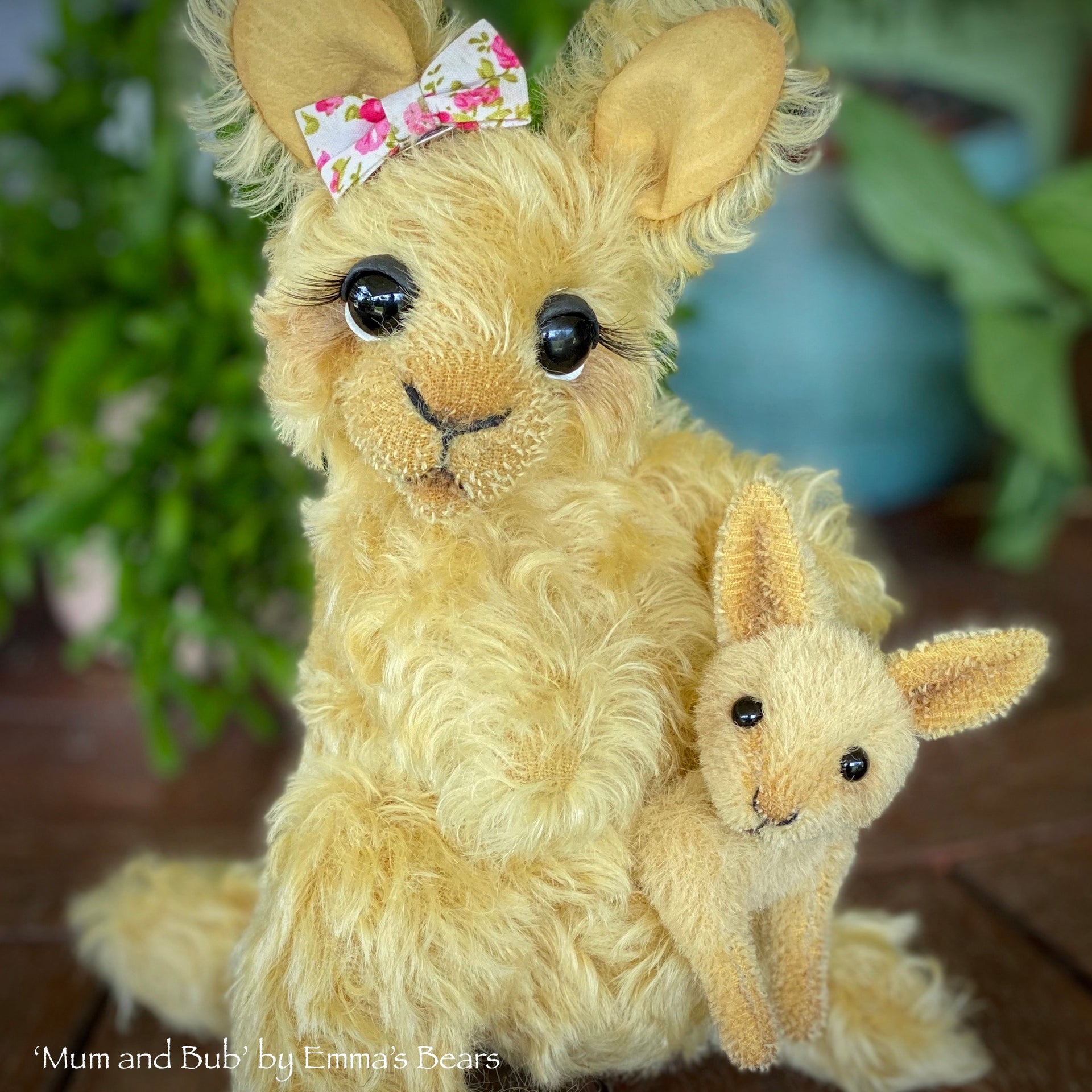 Collaboration Bear: Mum and Bub - 8" handmade mohair artist kangaroo - OOAK