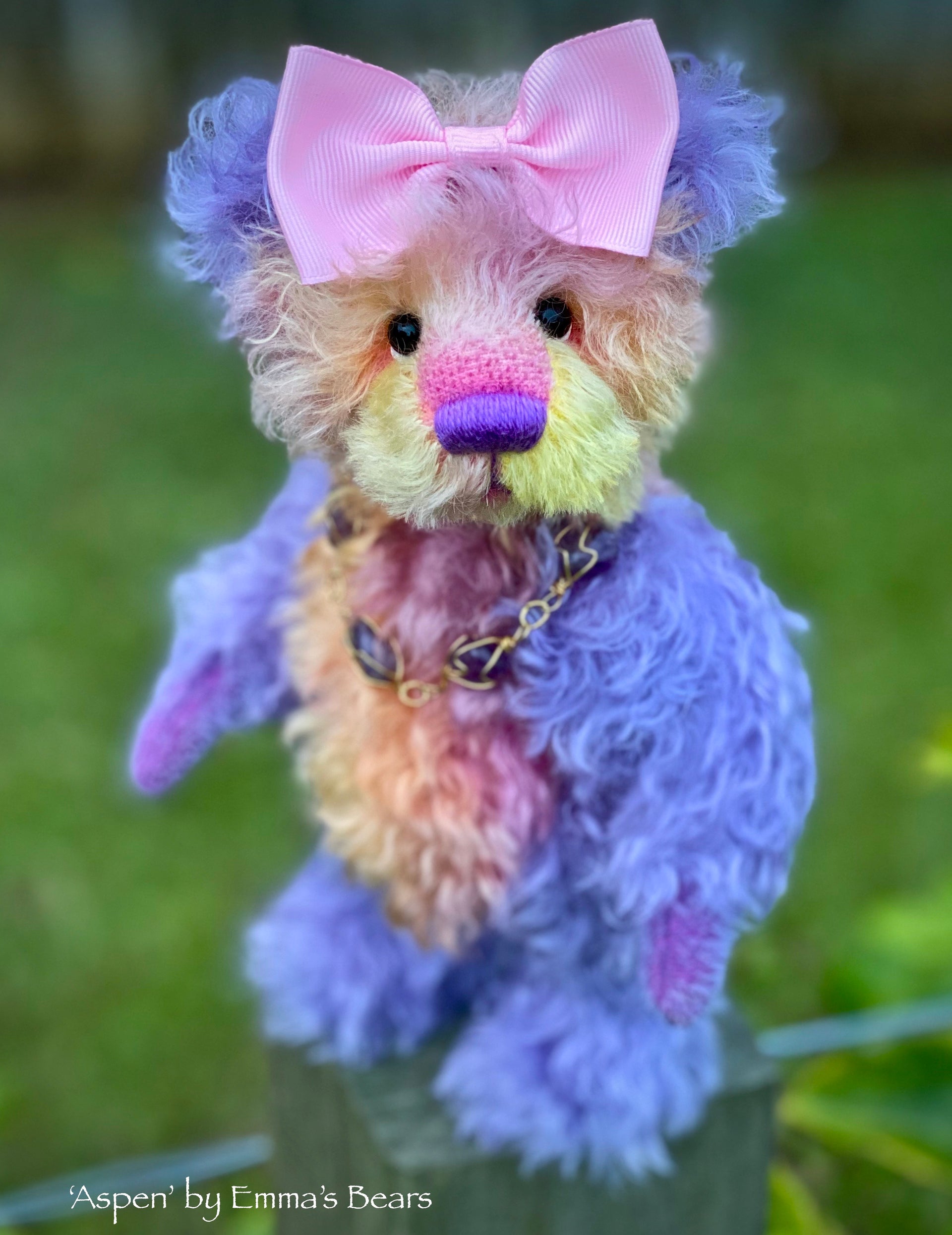 Aspen - 9" hand dyed kid mohair bear by Emmas Bears - OOAK