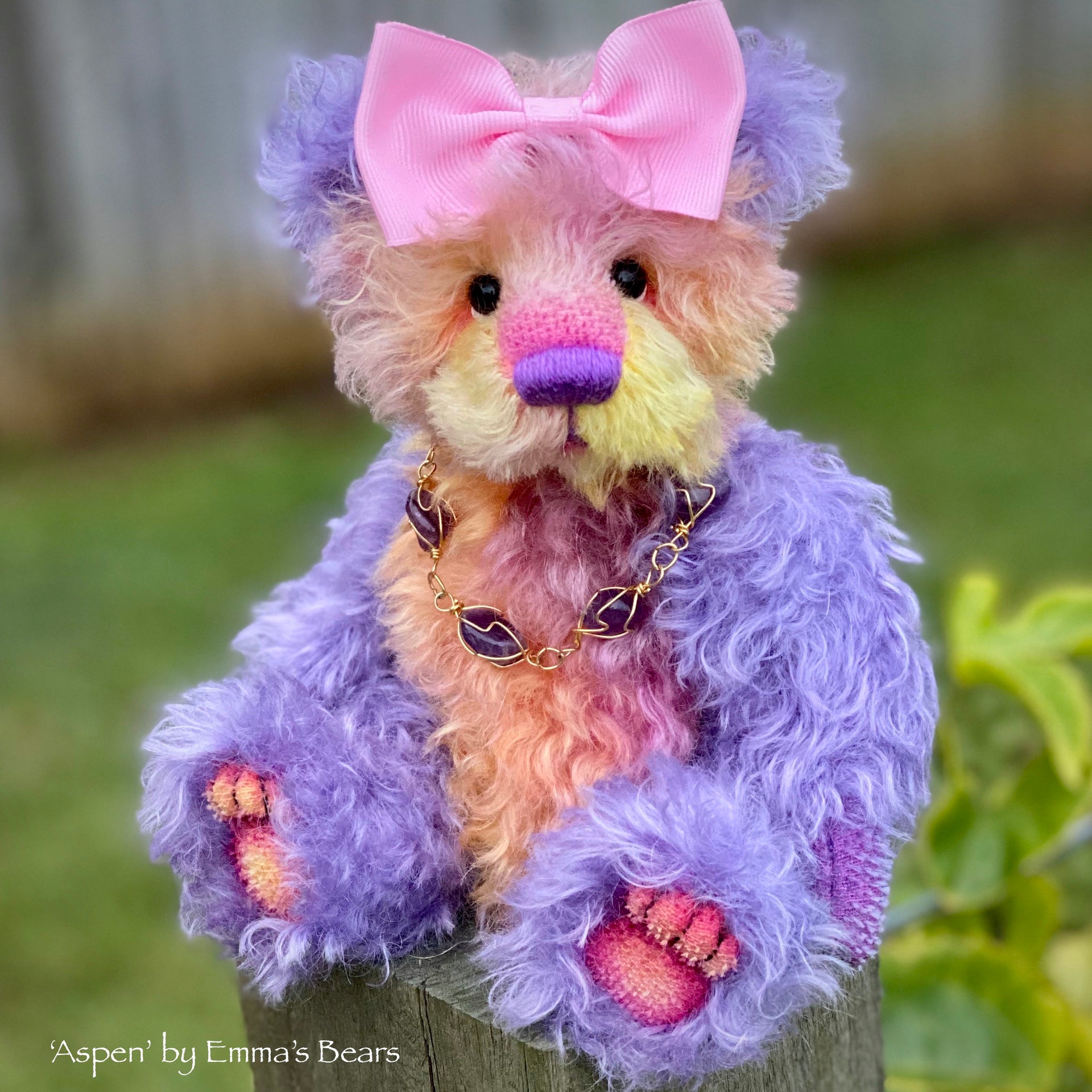 Aspen - 9" hand dyed kid mohair bear by Emmas Bears - OOAK