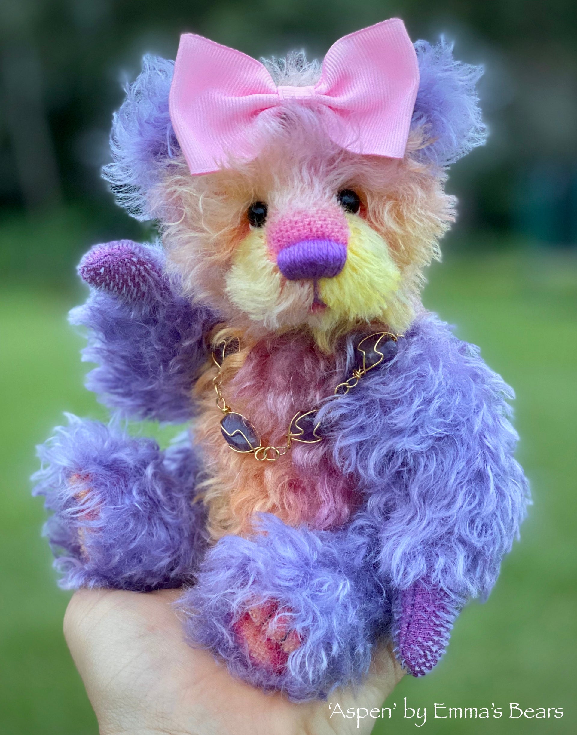 Aspen - 9" hand dyed kid mohair bear by Emmas Bears - OOAK