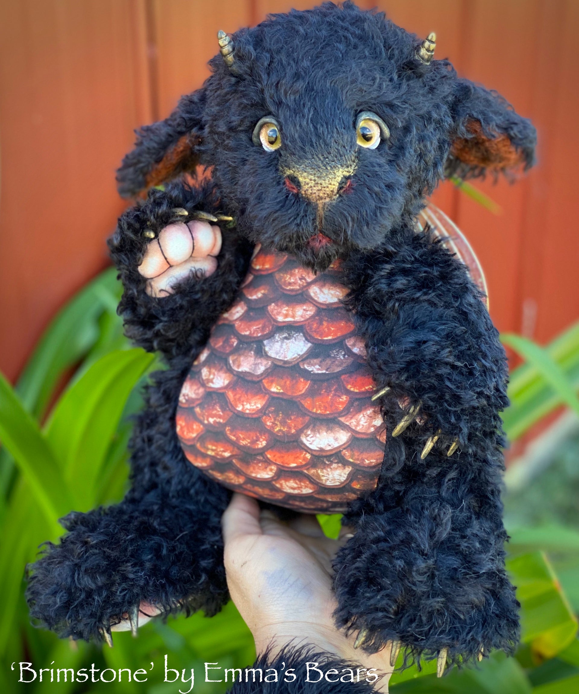 Brimstone - 15" kid mohair Artist Baby Dragon by Emmas Bears - OOAK