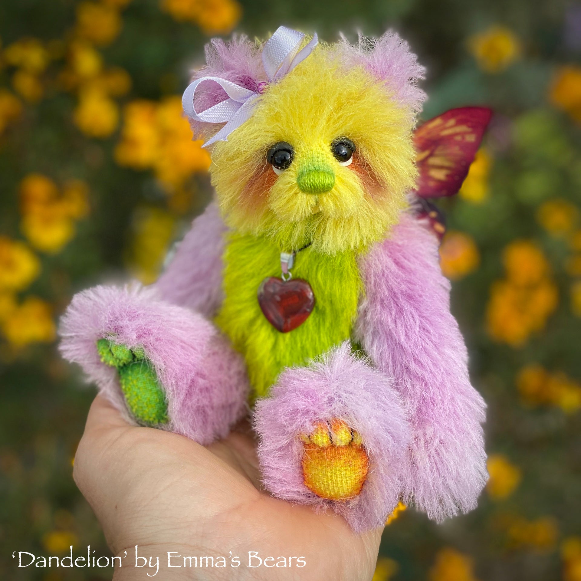 Dandelion - 7" Rainbow Alpaca Artist Bear by Emma's Bears - OOAK
