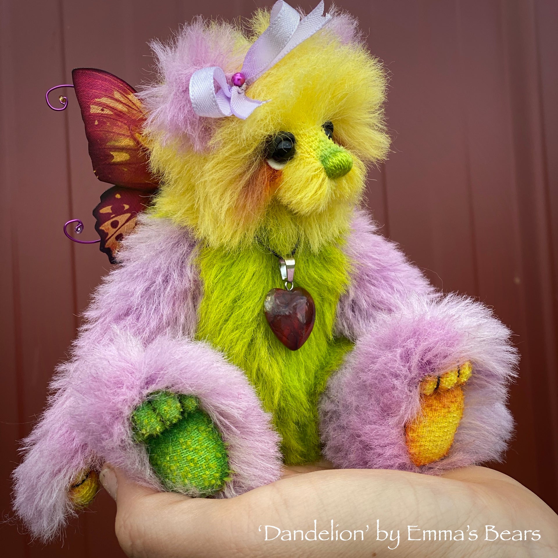 Dandelion - 7" Rainbow Alpaca Artist Bear by Emma's Bears - OOAK